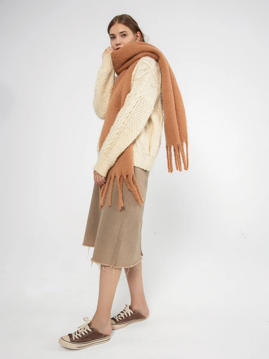 Catalog Tassel Blanket Scarf - Tan - Image 8