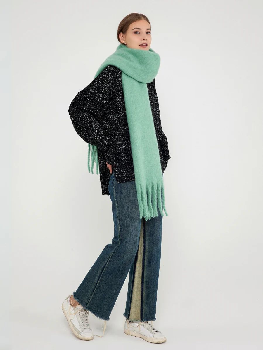 Catalog Tassel Blanket Scarf - Turquoise - Image 2