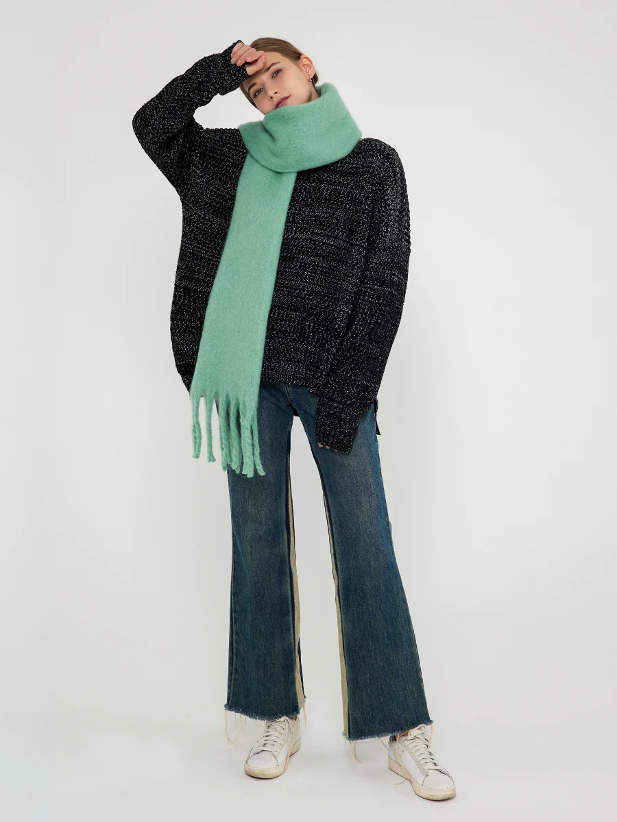 Catalog Tassel Blanket Scarf - Turquoise - Image 4