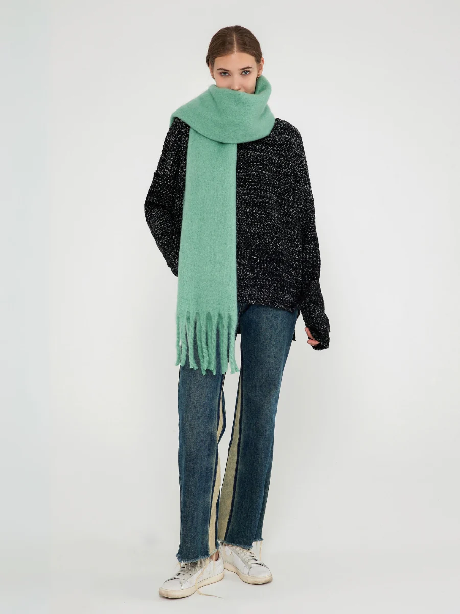 Catalog Tassel Blanket Scarf - Turquoise - Image 5