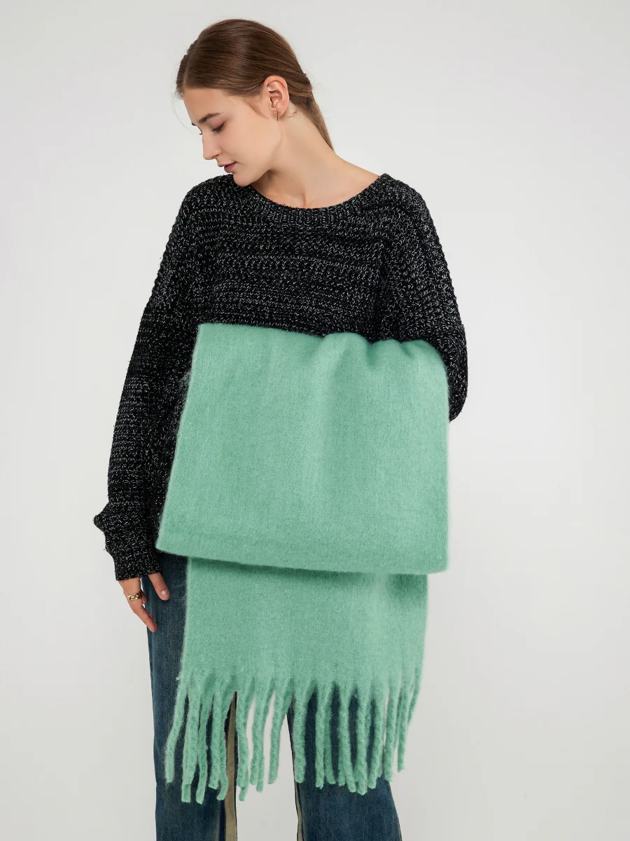 Catalog Tassel Blanket Scarf - Turquoise - Image 6