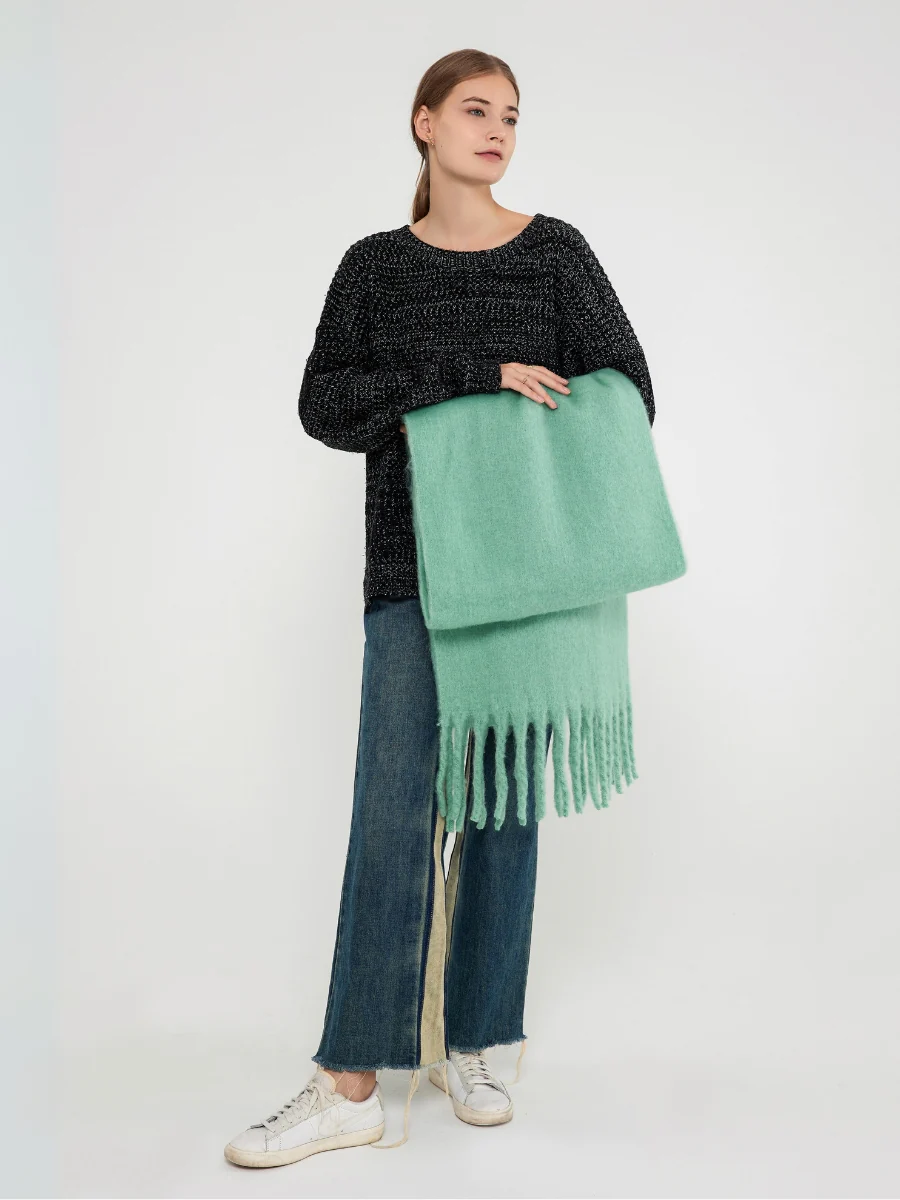 Catalog Tassel Blanket Scarf - Turquoise - Image 7