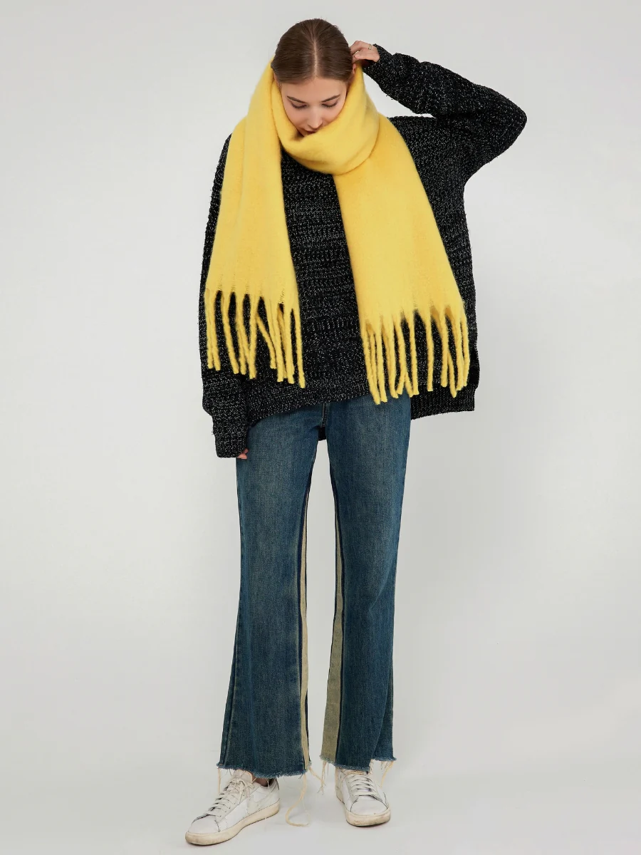 Catalog Tassel Blanket Scarf - Yellow - Image 2