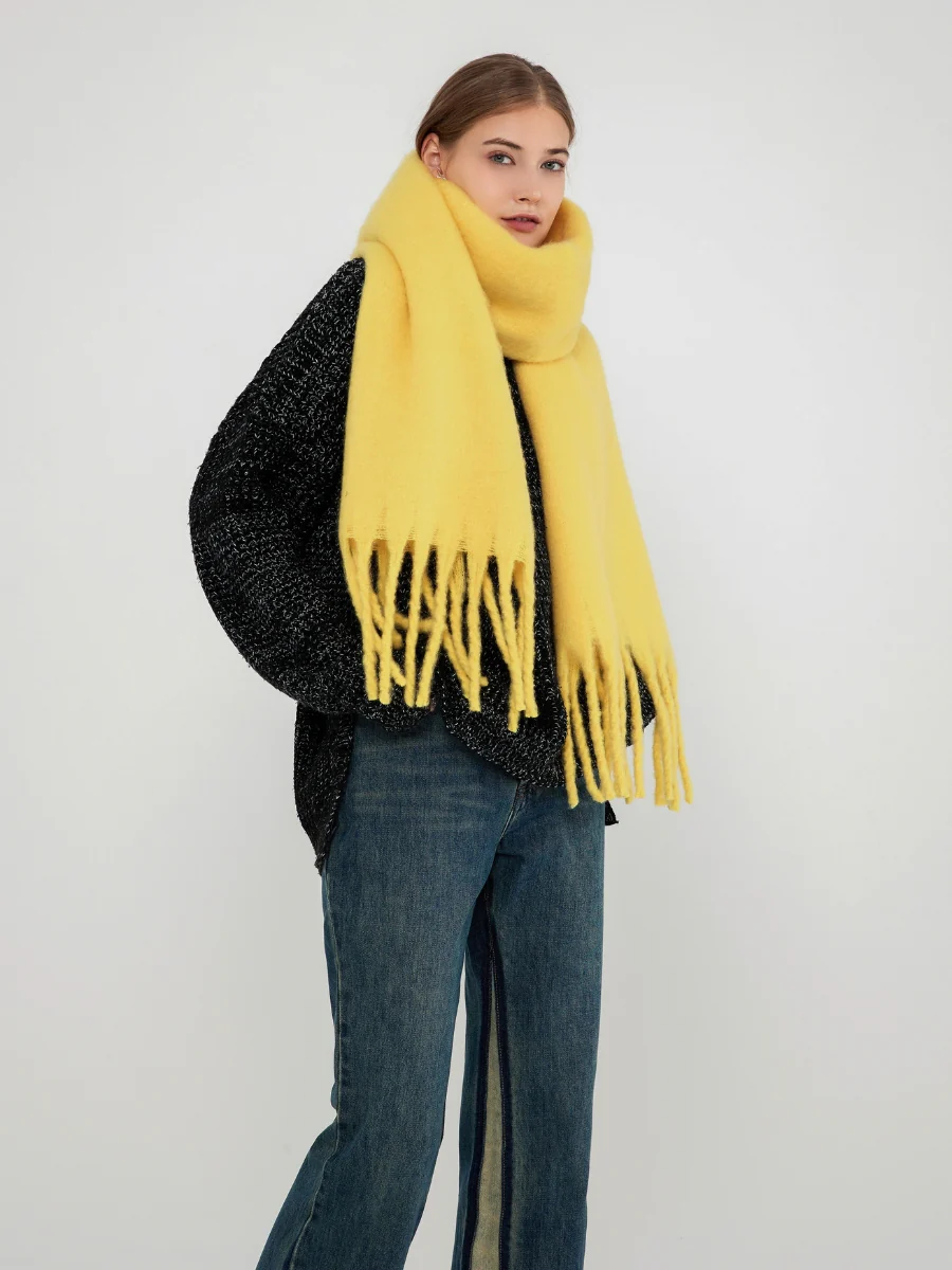 Catalog Tassel Blanket Scarf - Yellow - Image 3