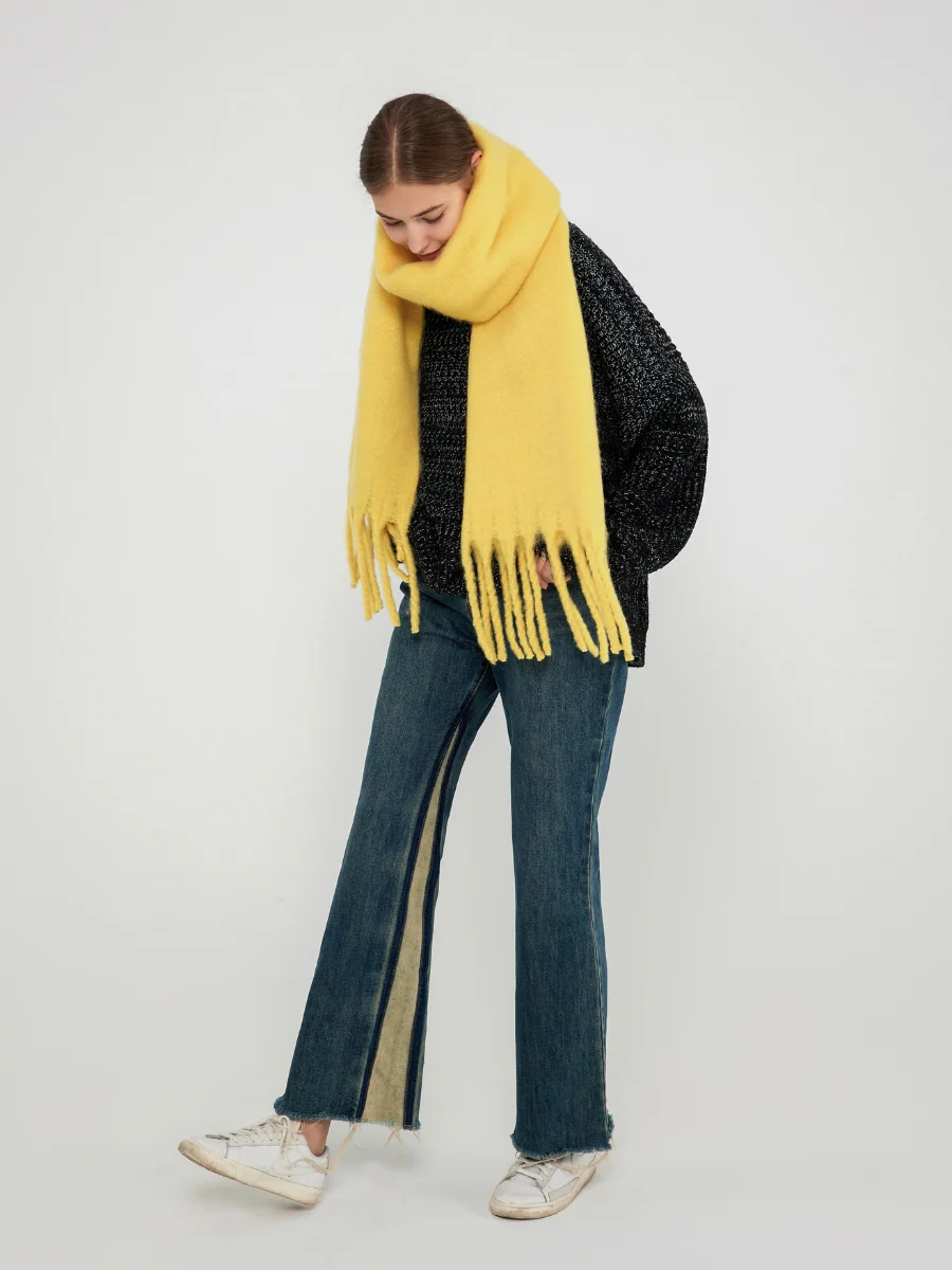 Catalog Tassel Blanket Scarf - Yellow - Image 4