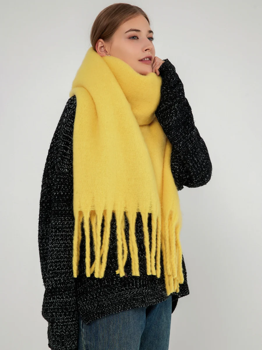 Catalog Tassel Blanket Scarf - Yellow - Image 5