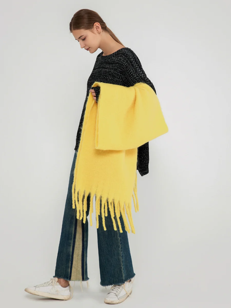 Catalog Tassel Blanket Scarf - Yellow - Image 7