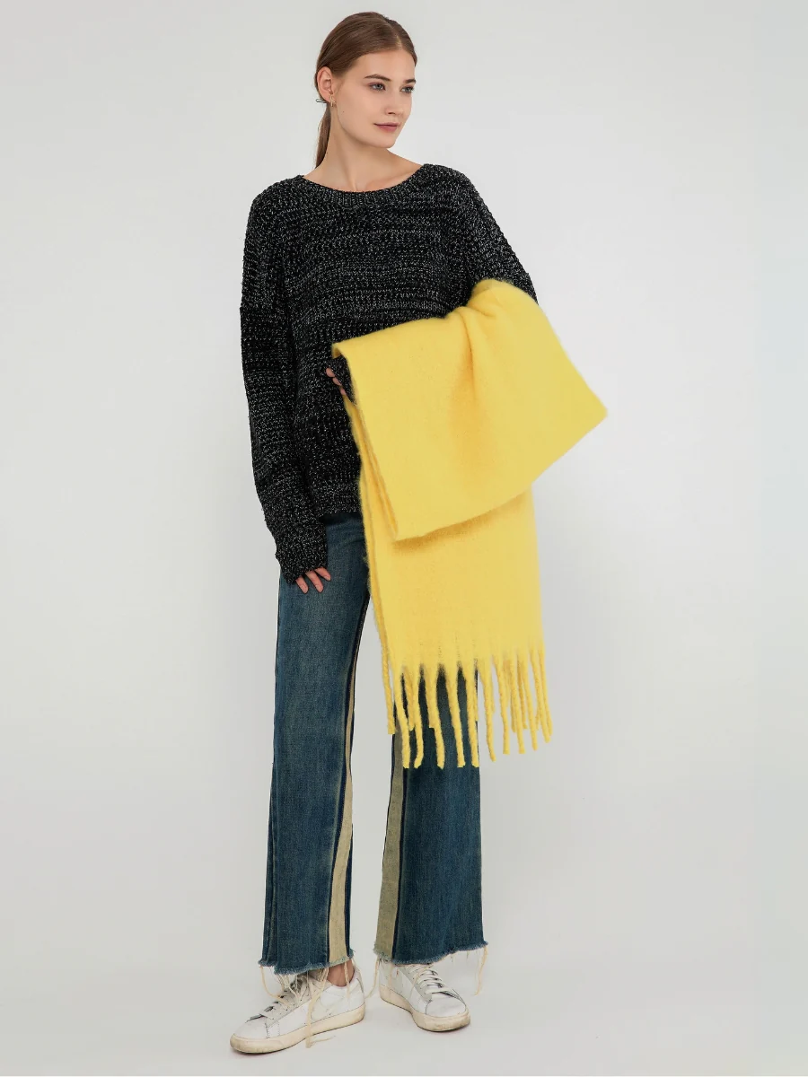 Catalog Tassel Blanket Scarf - Yellow - Image 8