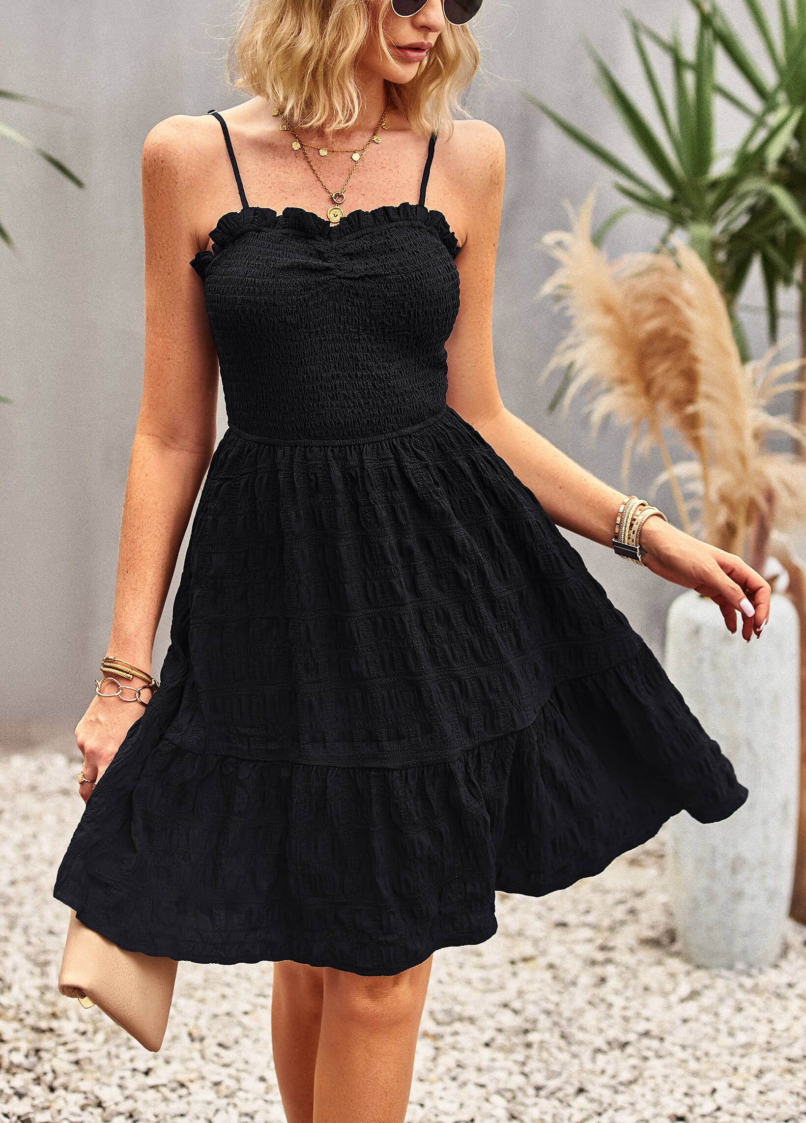 CATRINE SINGLET MINI DRESS - BLACK - Image 3
