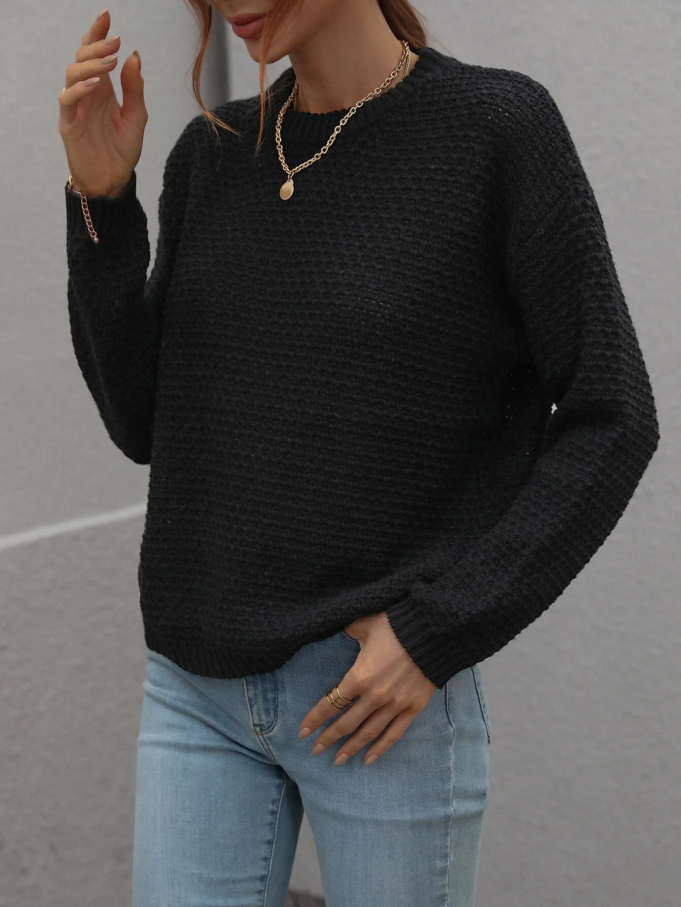 CAUGHT KNIT TOP - BLACK - Image 2