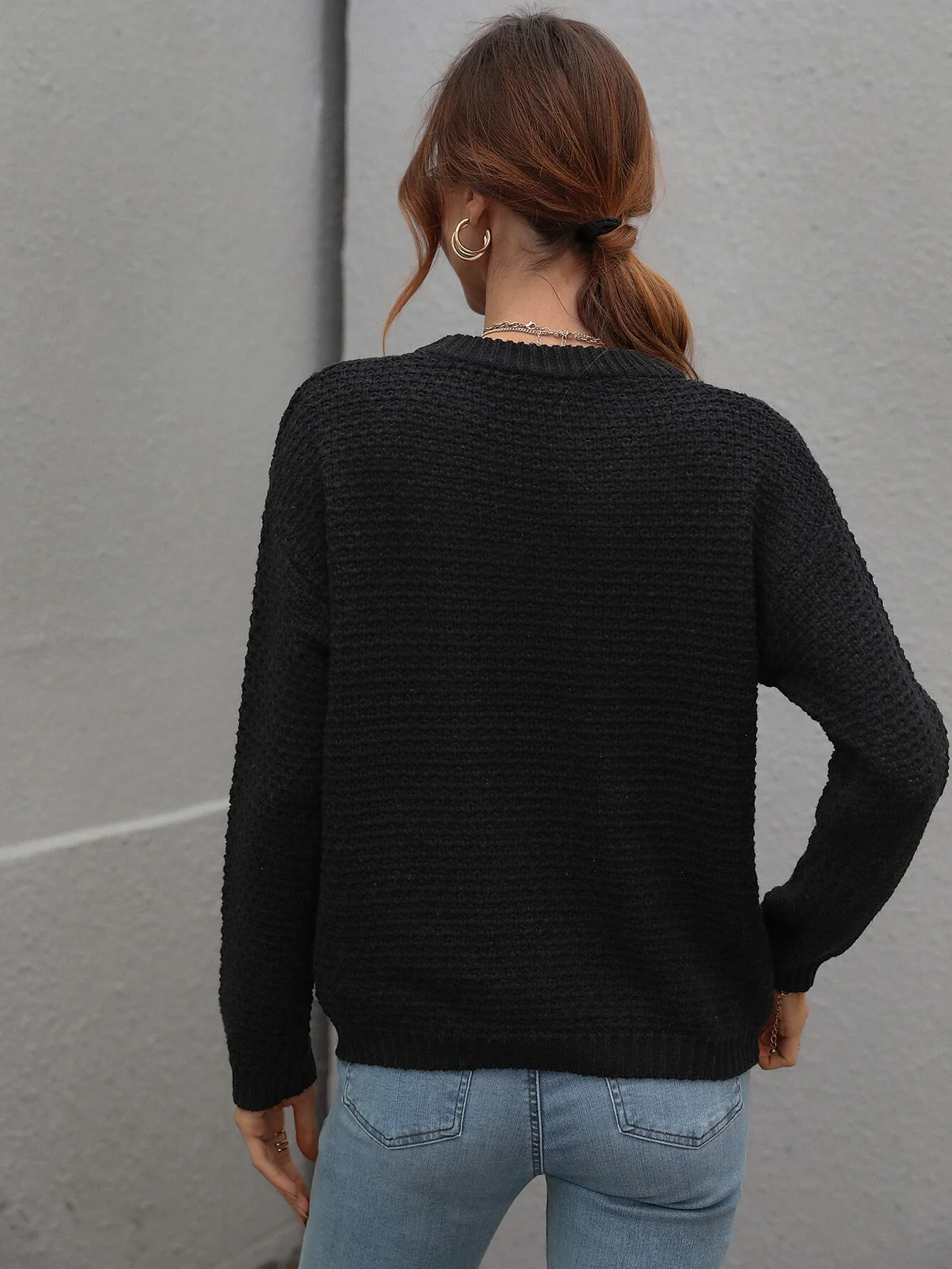 CAUGHT KNIT TOP - BLACK - Image 3
