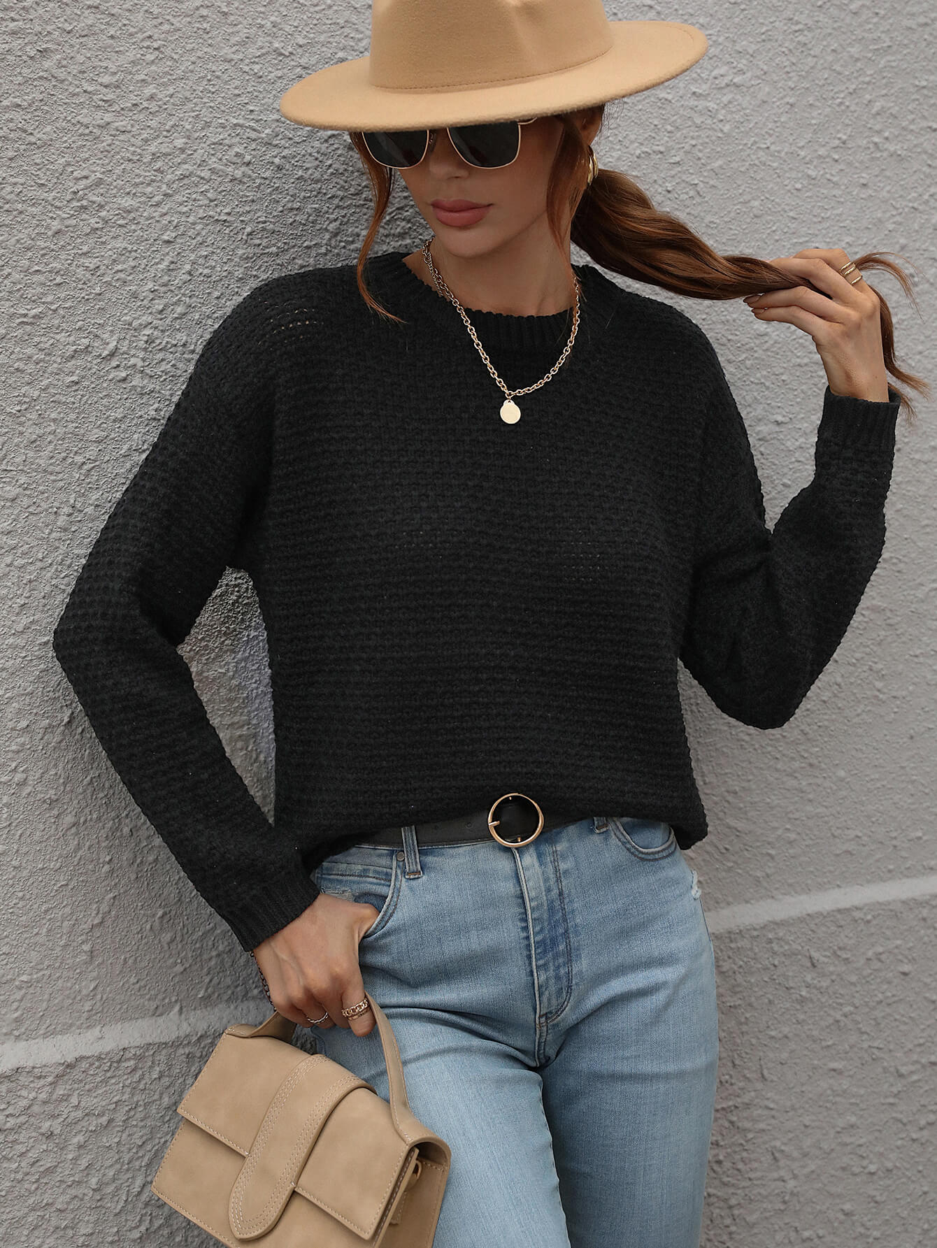 CAUGHT KNIT TOP - BLACK - Image 4