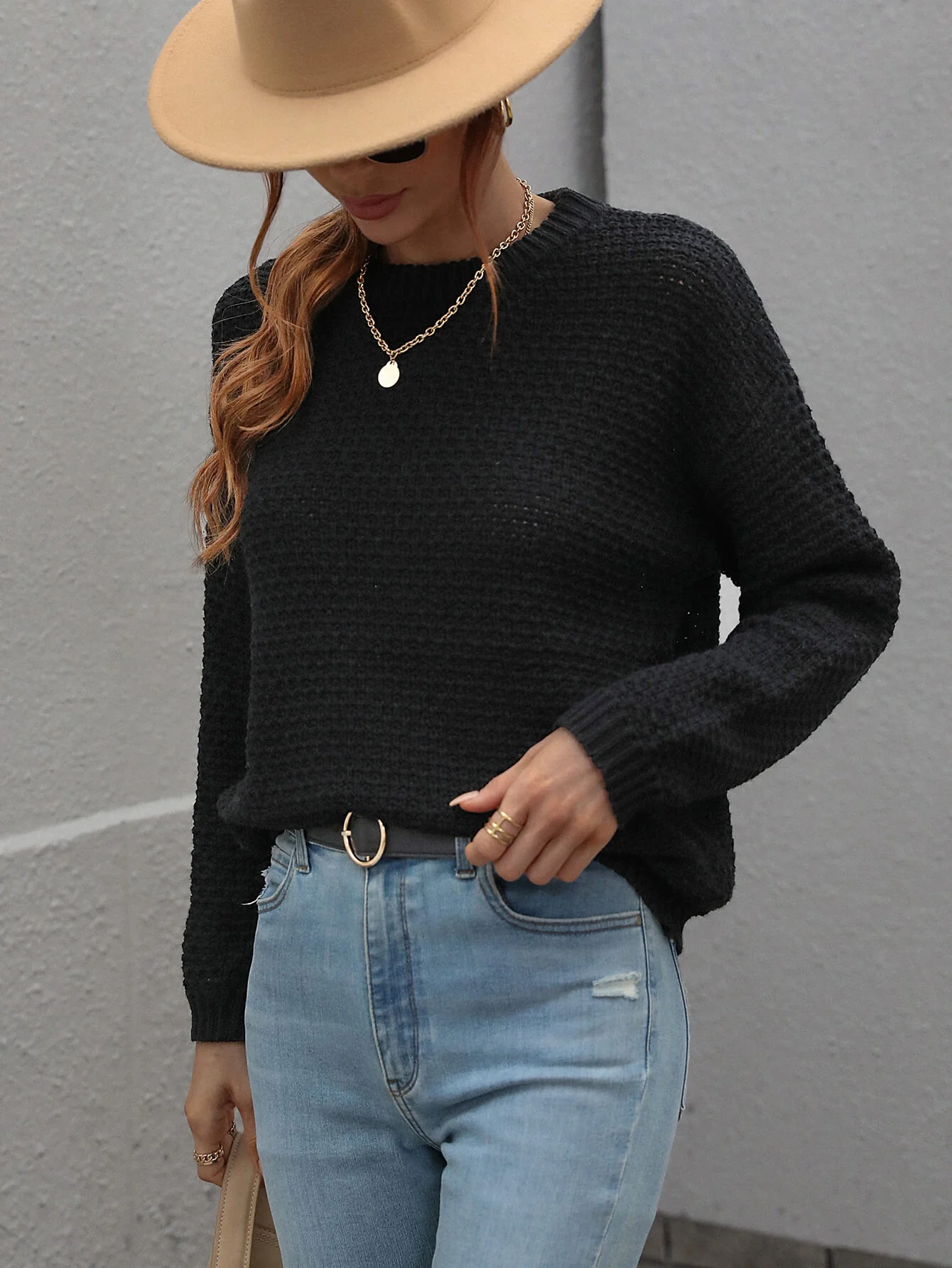 CAUGHT KNIT TOP - BLACK - Image 5
