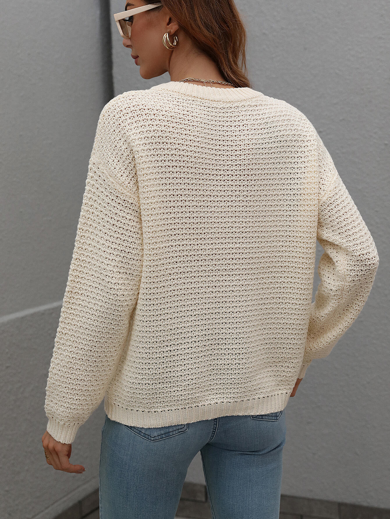 CAUGHT KNIT TOP - CREAM - Image 3