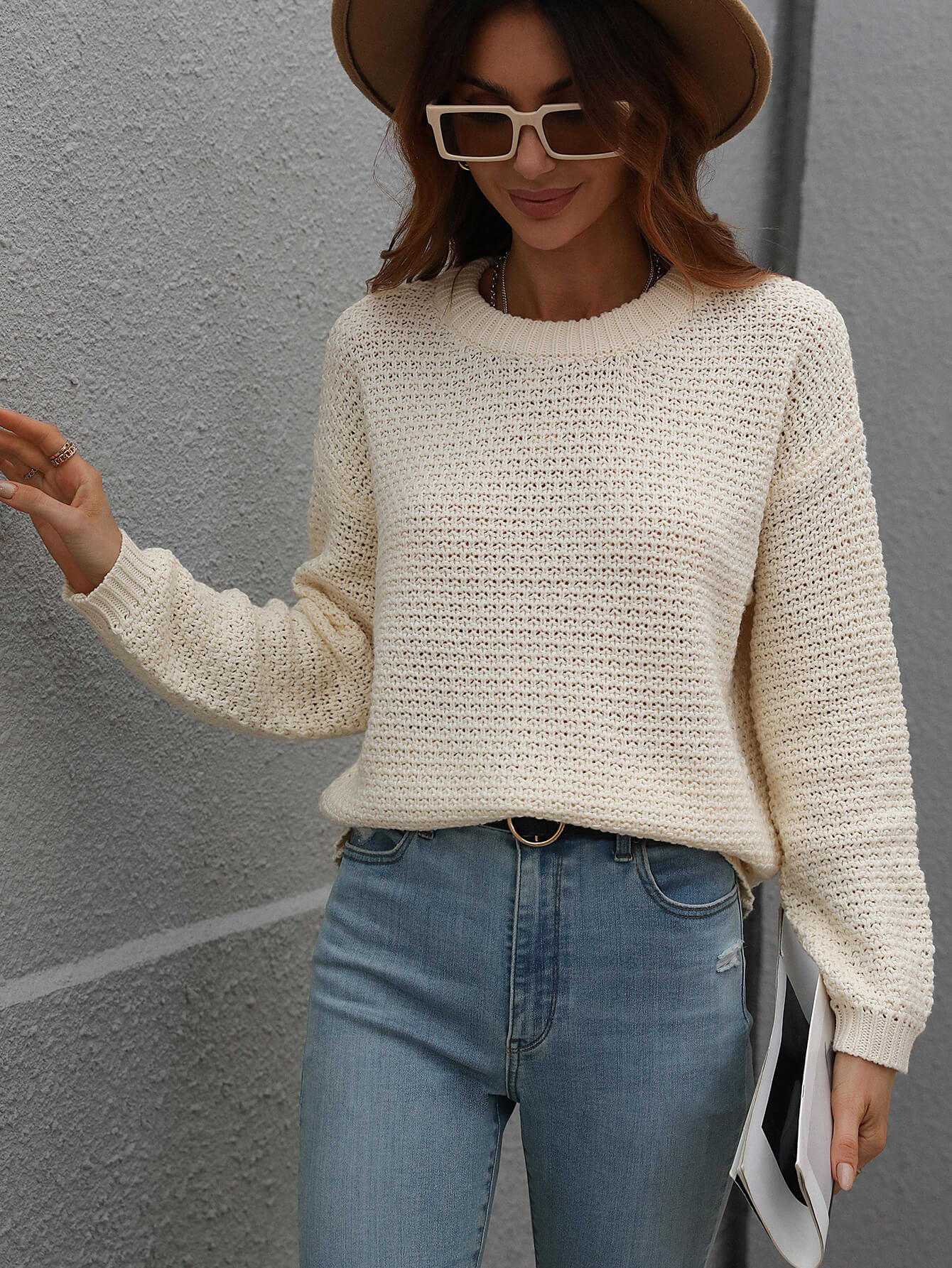 CAUGHT KNIT TOP - CREAM - Image 5