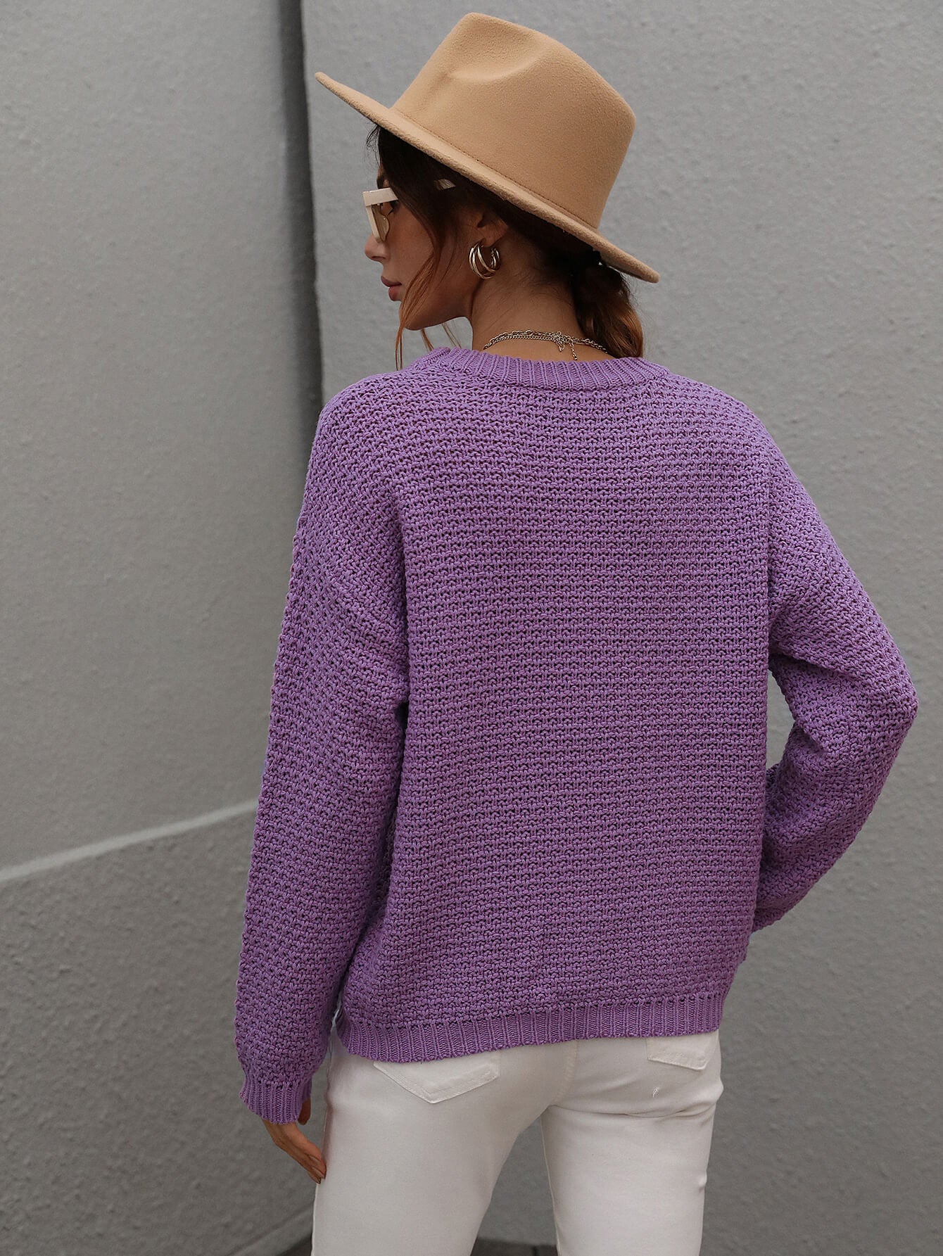 CAUGHT KNIT TOP - PURPLE - Image 3