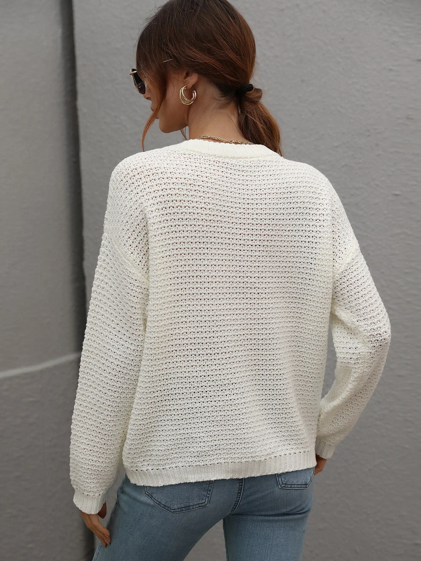 CAUGHT KNIT TOP - WHITE - Image 3