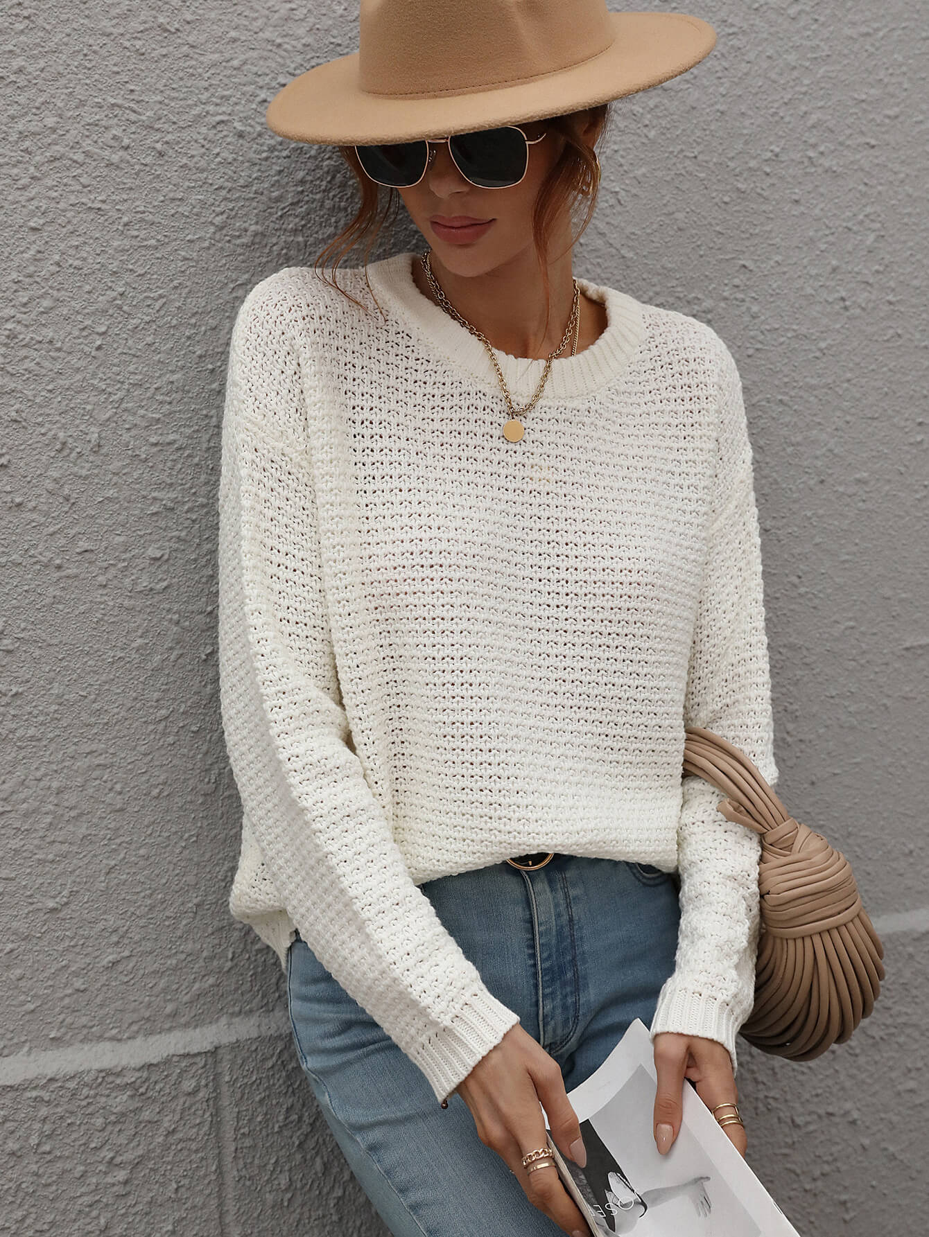 CAUGHT KNIT TOP - WHITE - Image 4