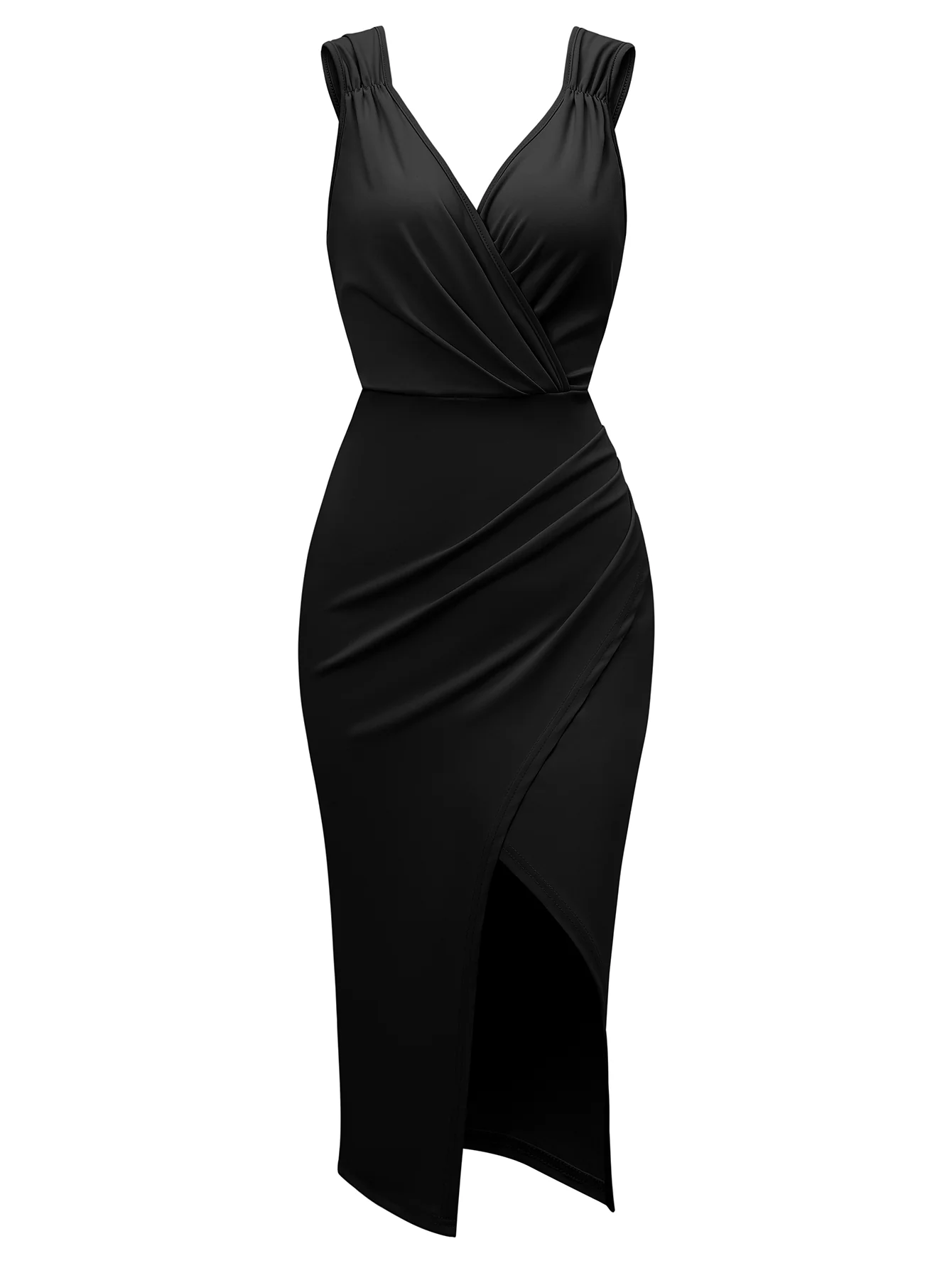 CAUSE A SENSATION SIDE SLIT MIDI DRESS - BLACK - Image 6