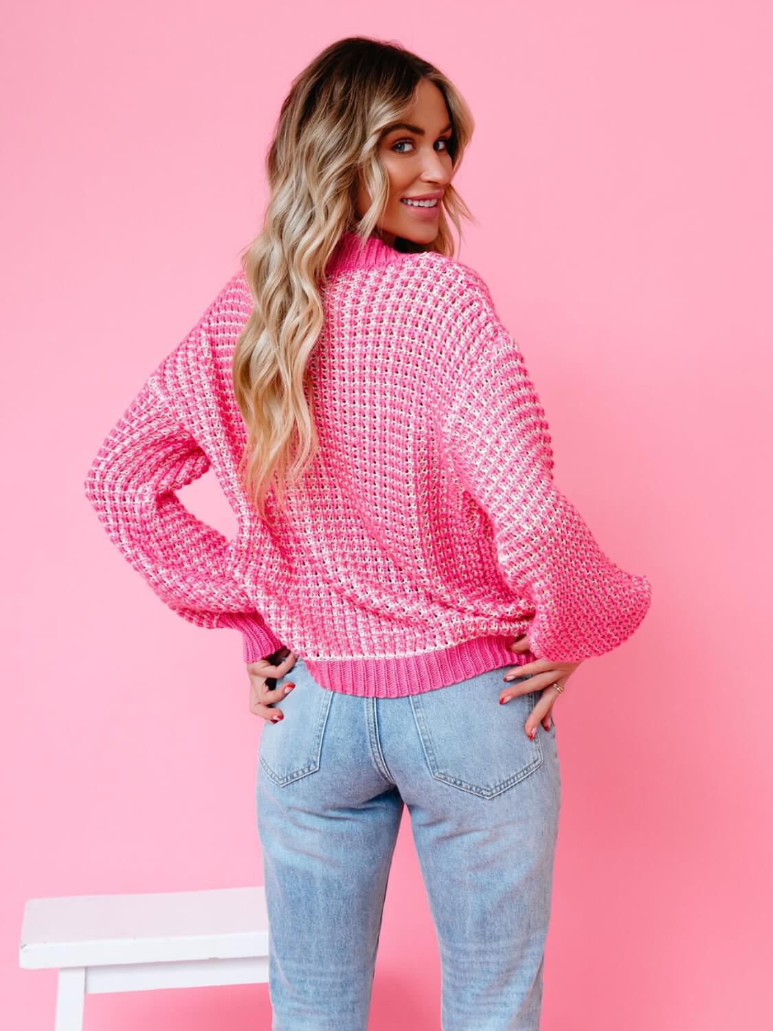 Caydence Oversized Fuzzy Knit Cardigan - Pink - Image 5