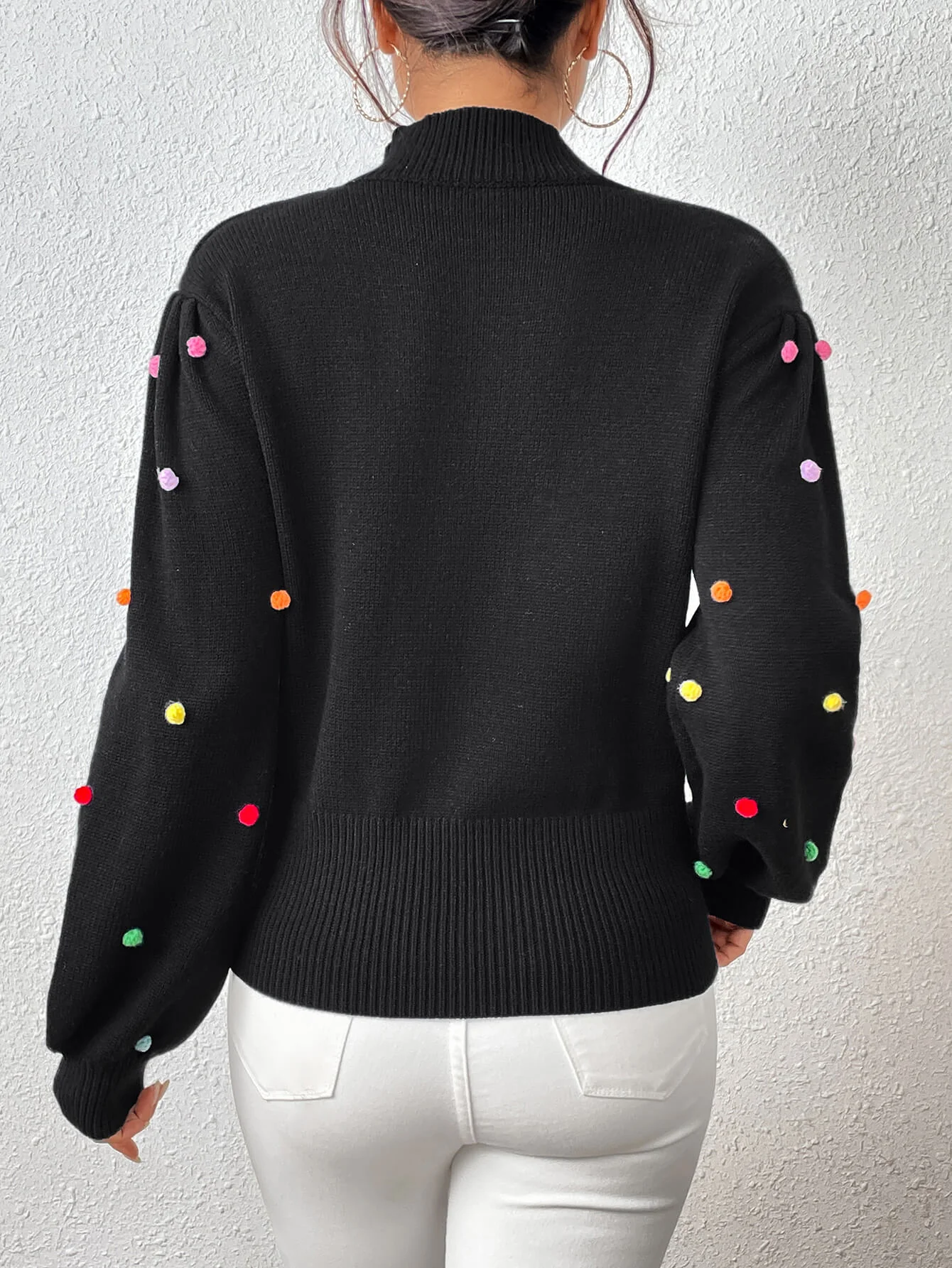 Celestial Multi Popcorn Applique Sweater - Black - Image 3