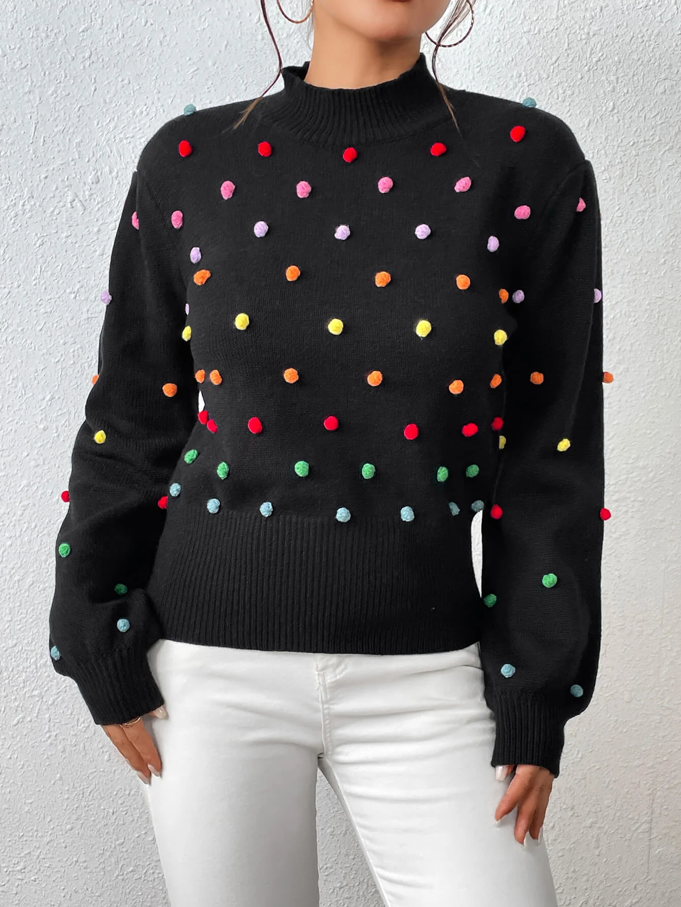 Celestial Multi Popcorn Applique Sweater - Black - Image 4