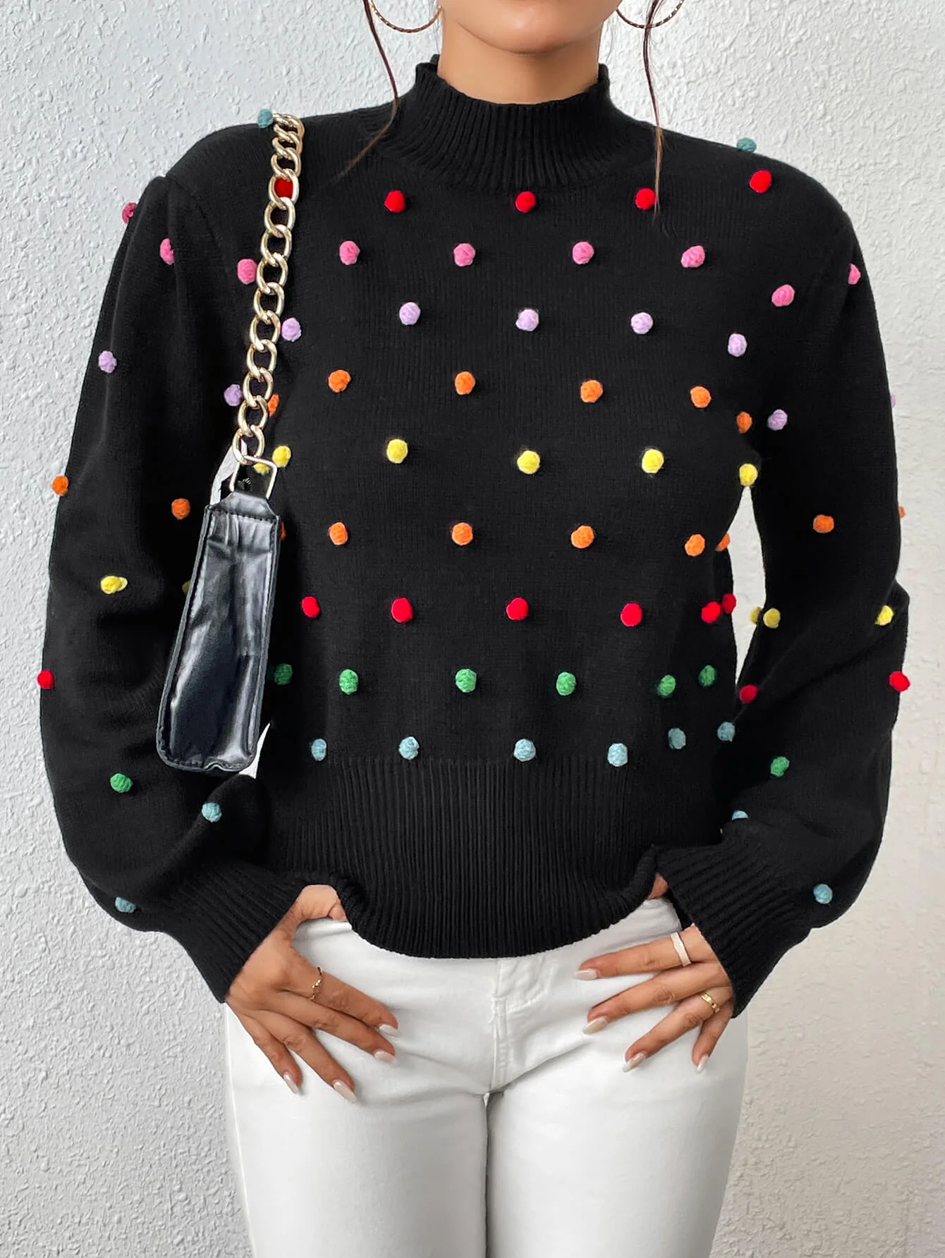 Celestial Multi Popcorn Applique Sweater - Black - Image 5