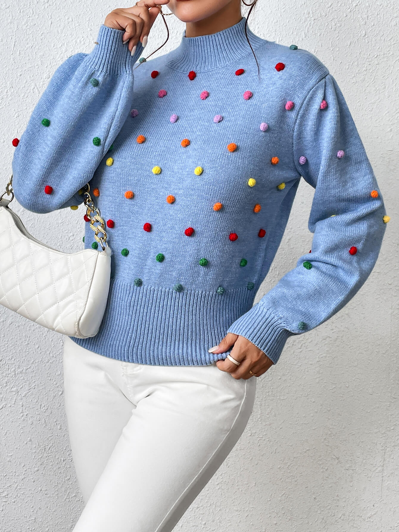 Celestial Multi Popcorn Applique Sweater - Blue - Image 2