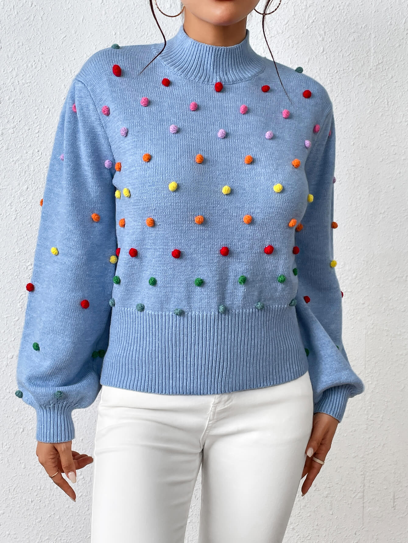 Celestial Multi Popcorn Applique Sweater - Blue - Image 4