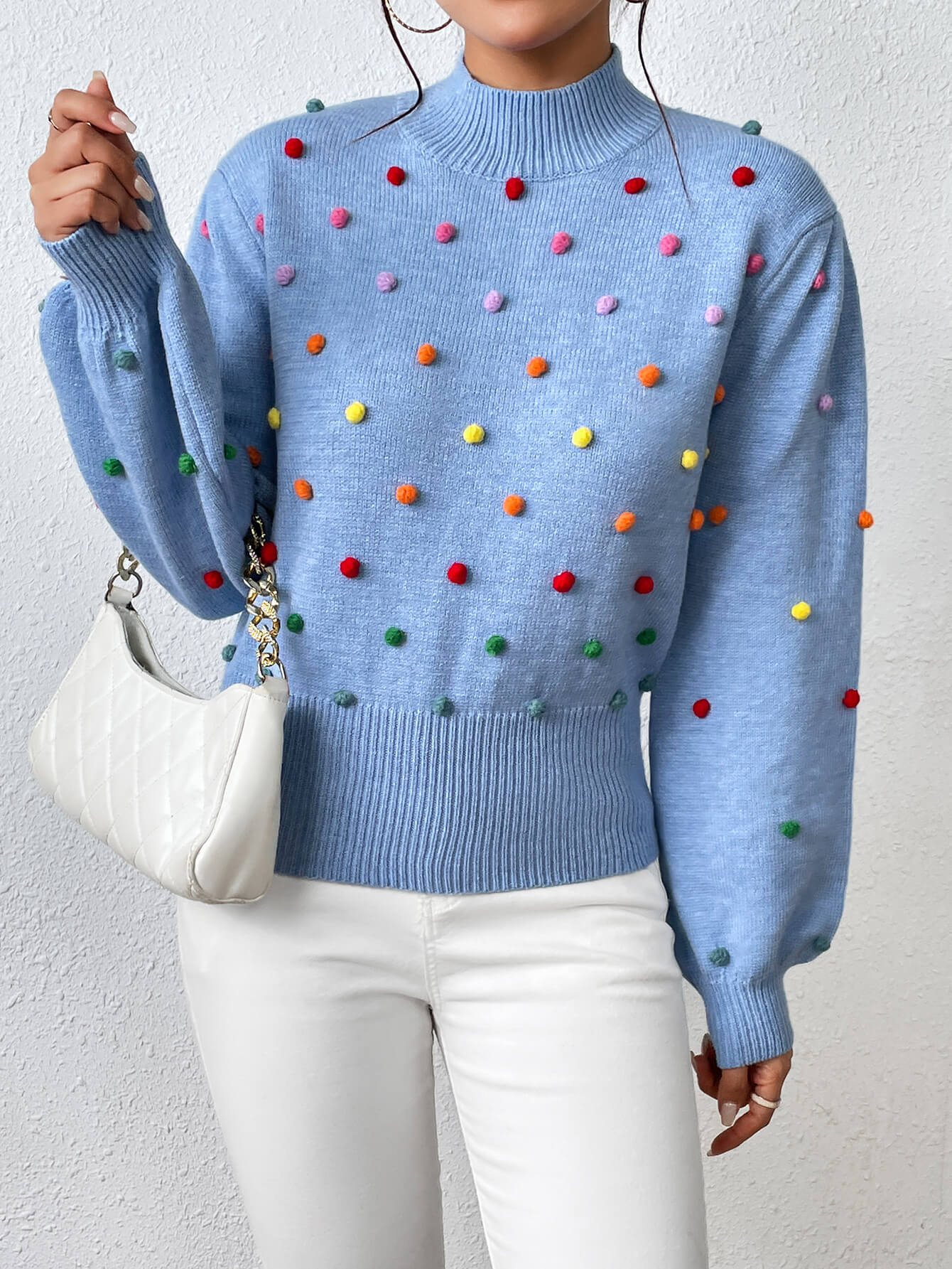 Celestial Multi Popcorn Applique Sweater - Blue - Image 5