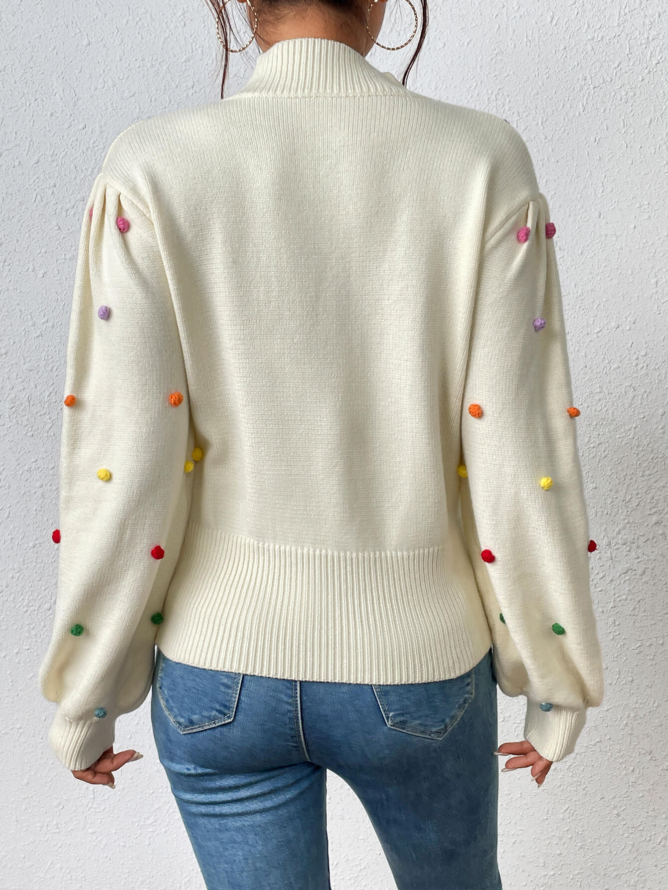 Celestial Multi Popcorn Applique Sweater - Cream - Image 3