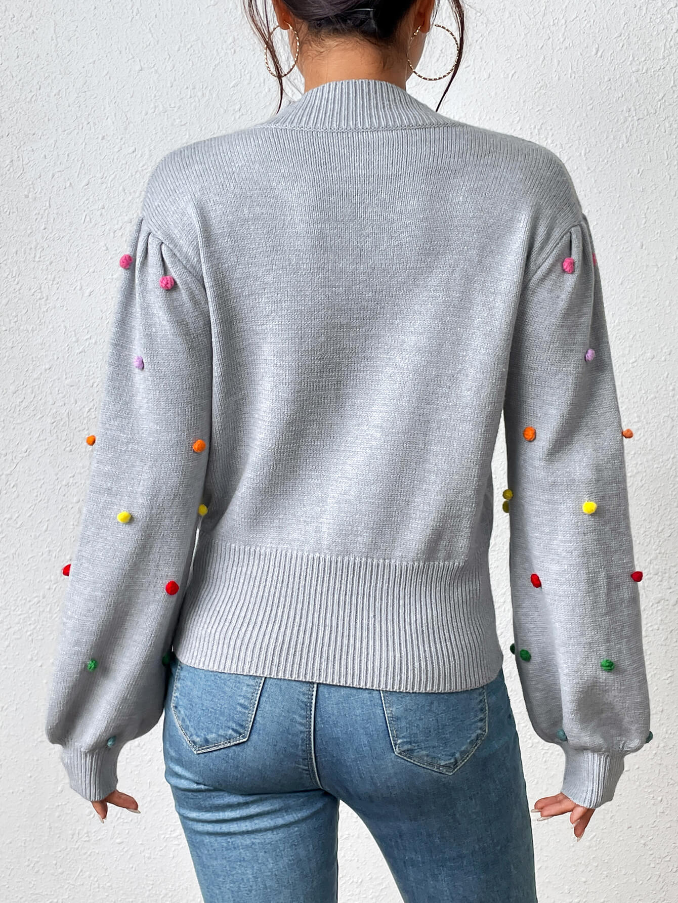 Celestial Multi Popcorn Applique Sweater - Grey - Image 3