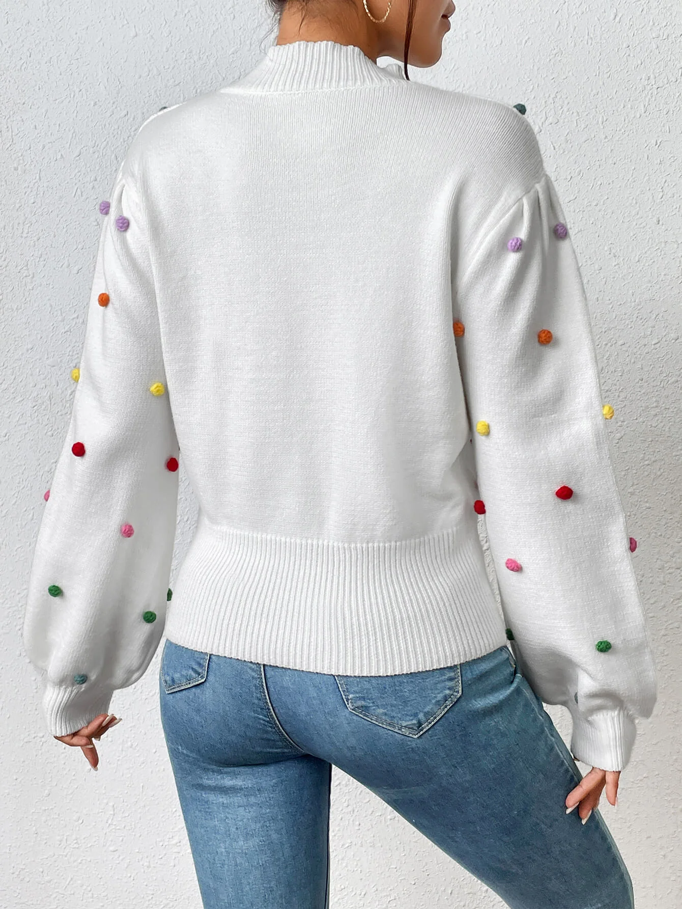 Celestial Multi Popcorn Applique Sweater - White - Image 3