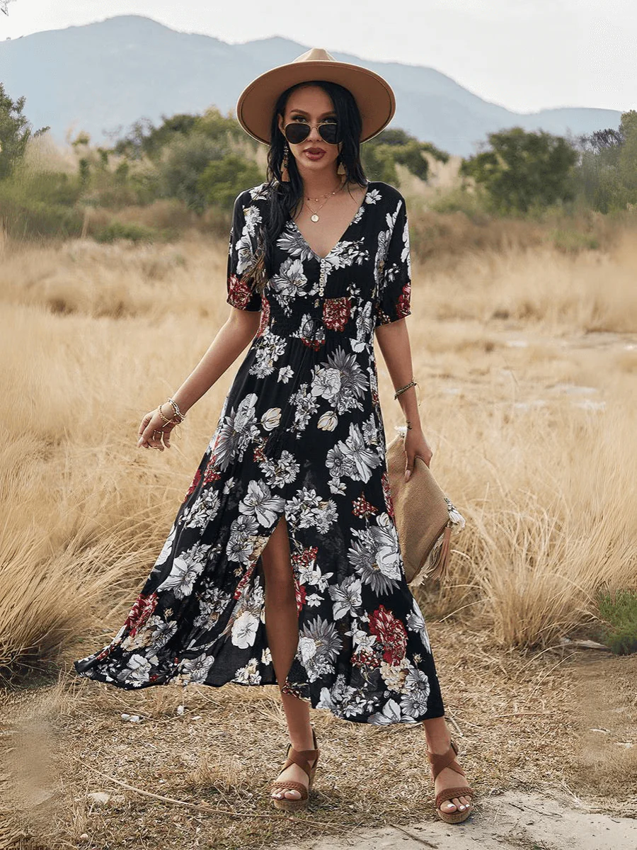 Celestina Floral Print Midi Dress