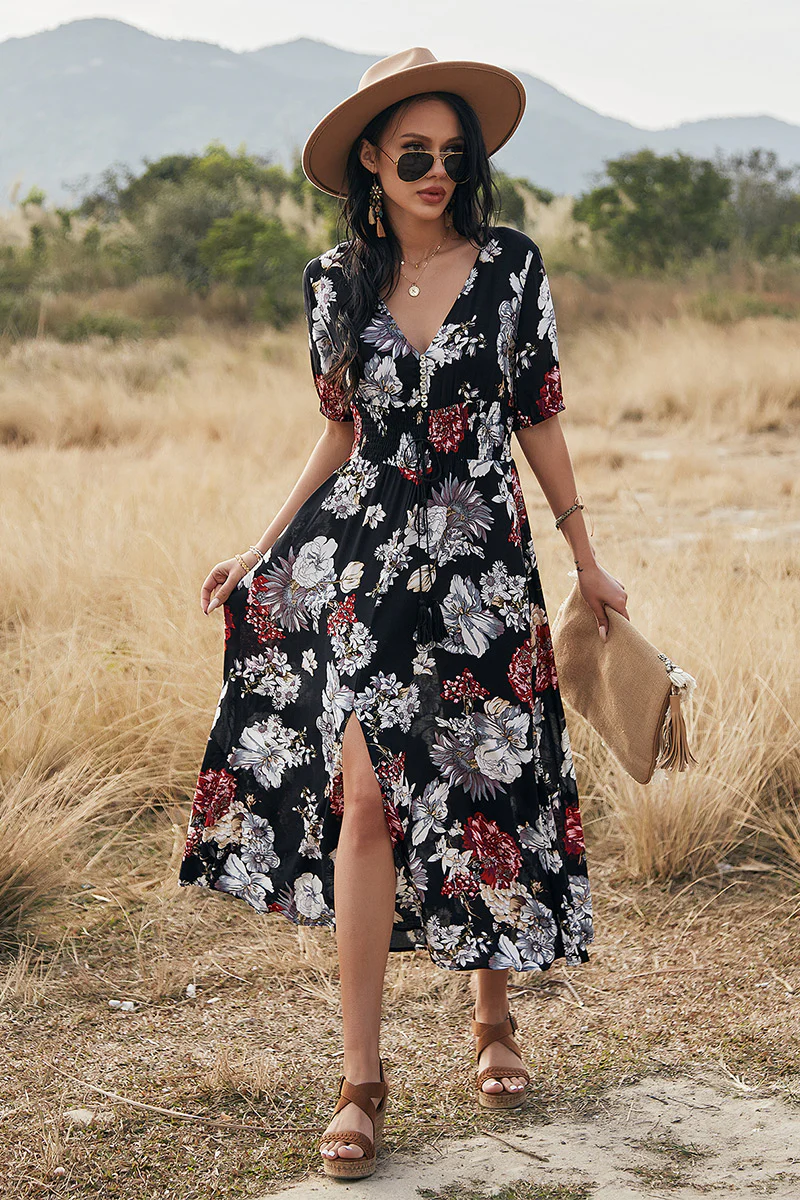 Celestina Floral Print Midi Dress - Image 3