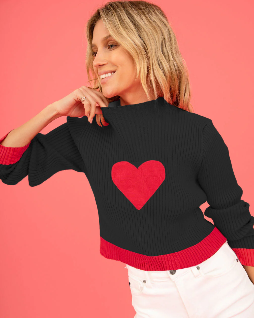 Central Heart Knit Top - Black - Image 6