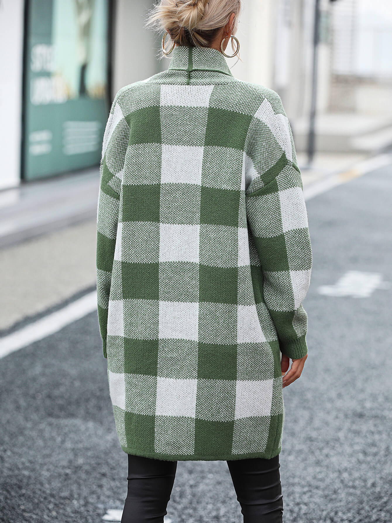 Checkmate Pocketed Knit Cardigan - Green - Image 3