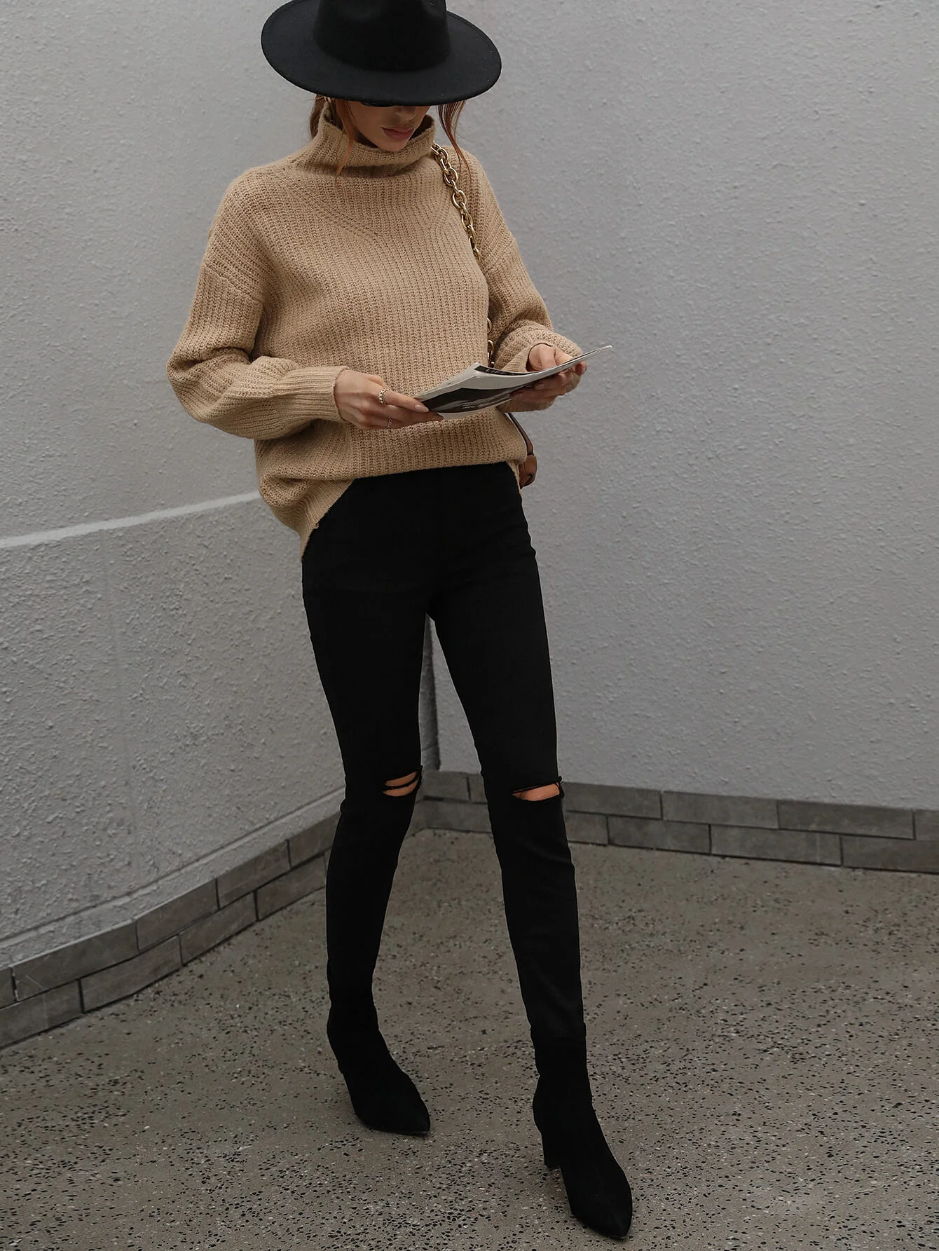 CHESTER KNIT JUMPER - MOCHA - Image 2
