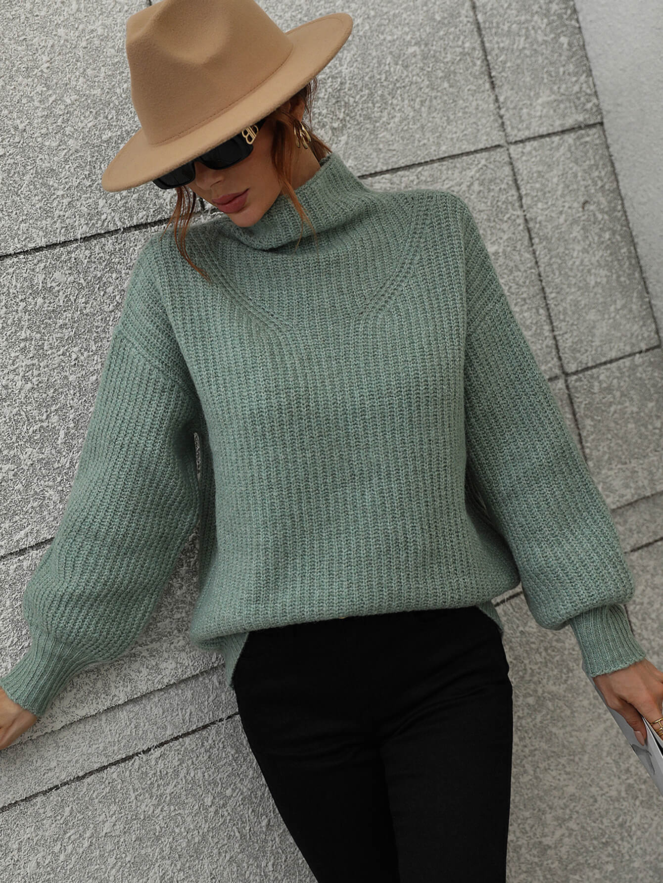 CHESTER KNIT JUMPER - SAGE - Image 2
