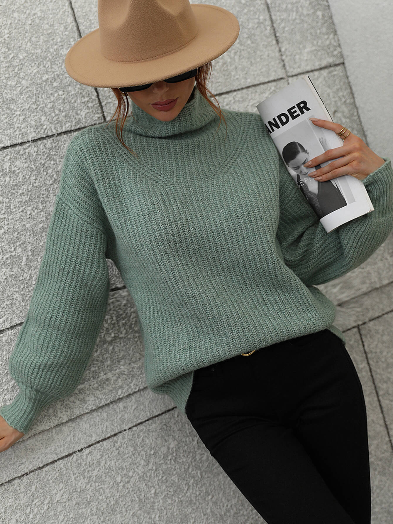 CHESTER KNIT JUMPER - SAGE - Image 4