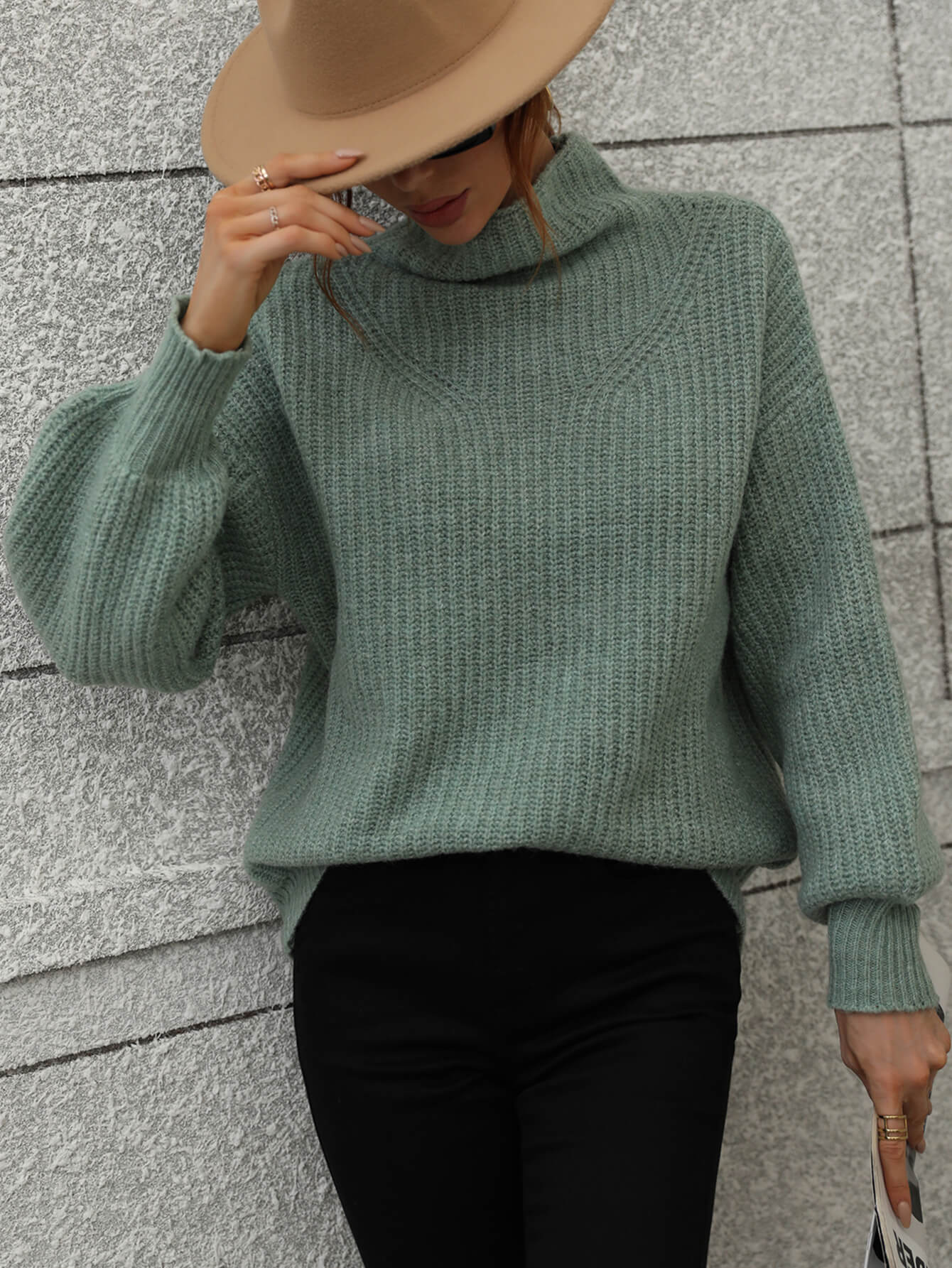CHESTER KNIT JUMPER - SAGE - Image 6