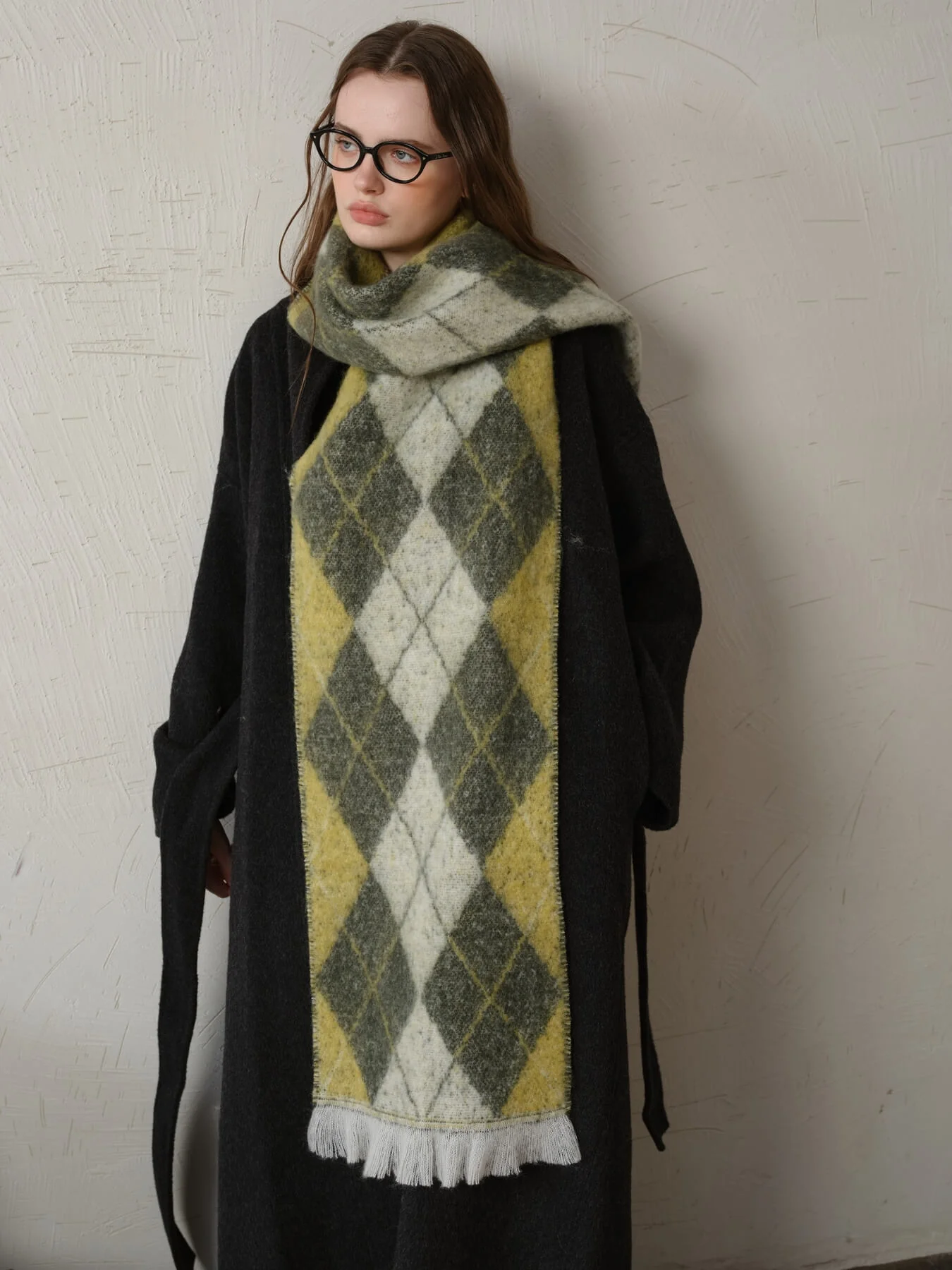 Chill Edit Diamond Contrast Scarf - green - Image 6
