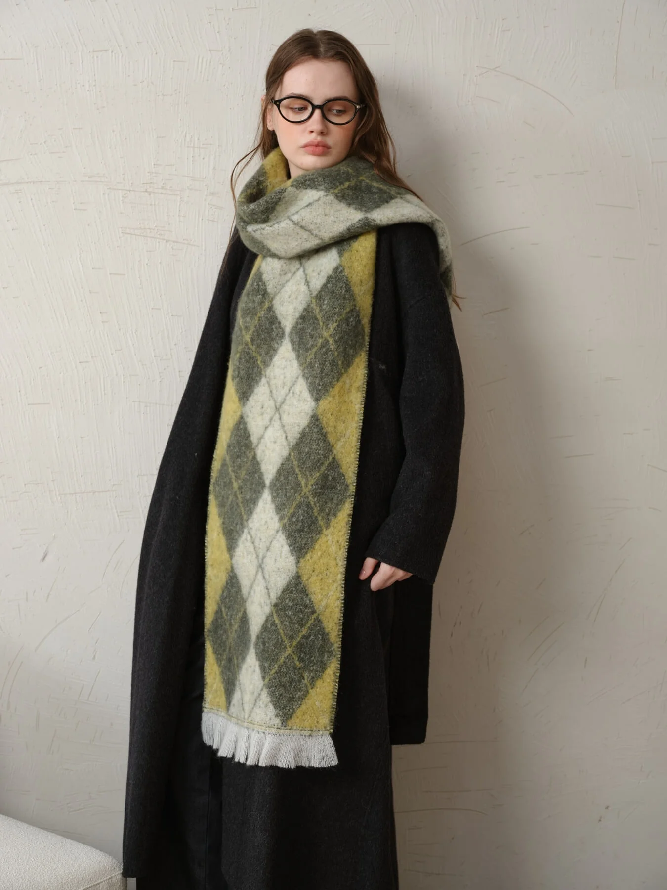 Chill Edit Diamond Contrast Scarf - green - Image 7