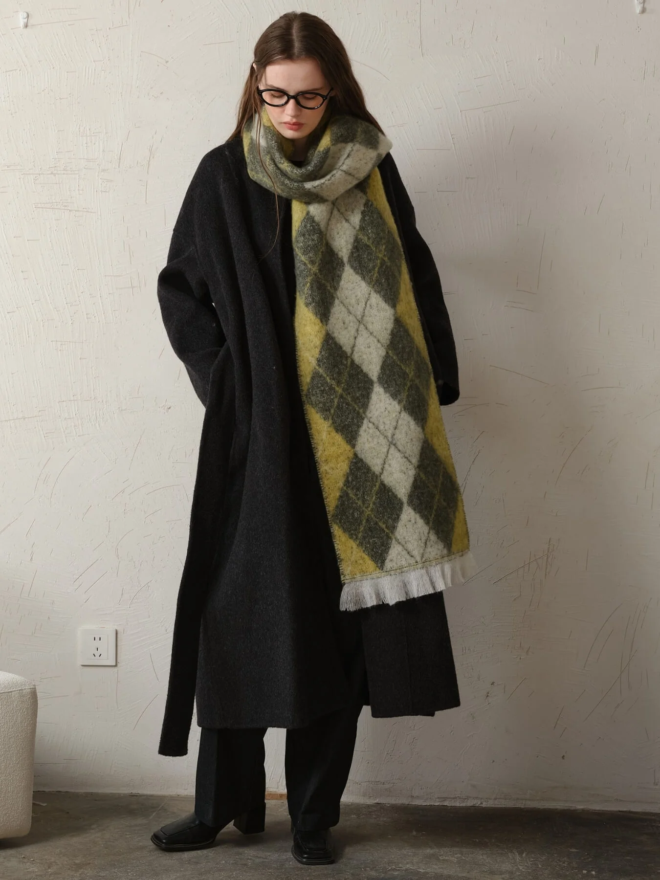 Chill Edit Diamond Contrast Scarf - green - Image 8