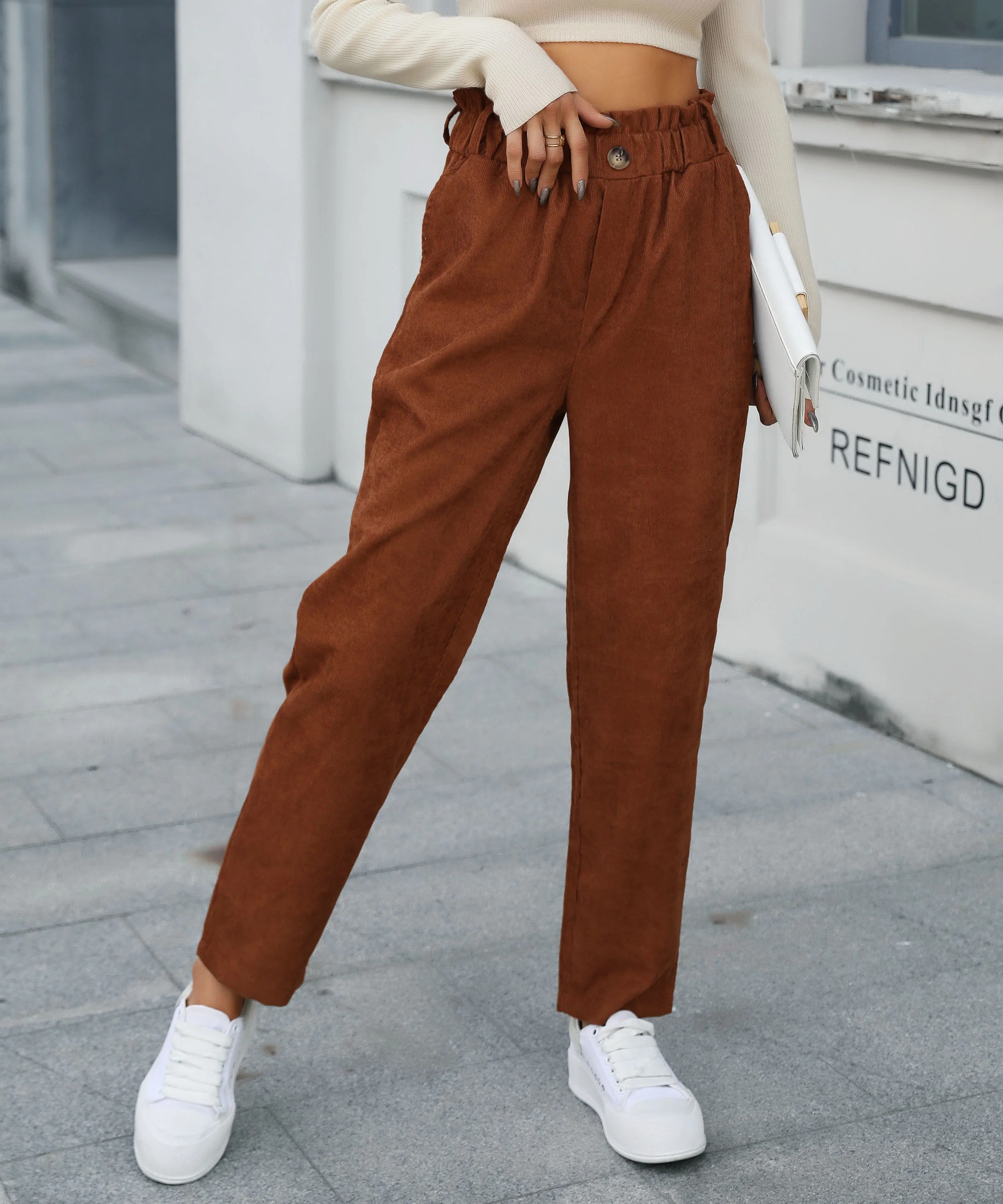 CHILL OUT DAYS POCKETED CORDUROY PANTS - CARAMEL - Image 5