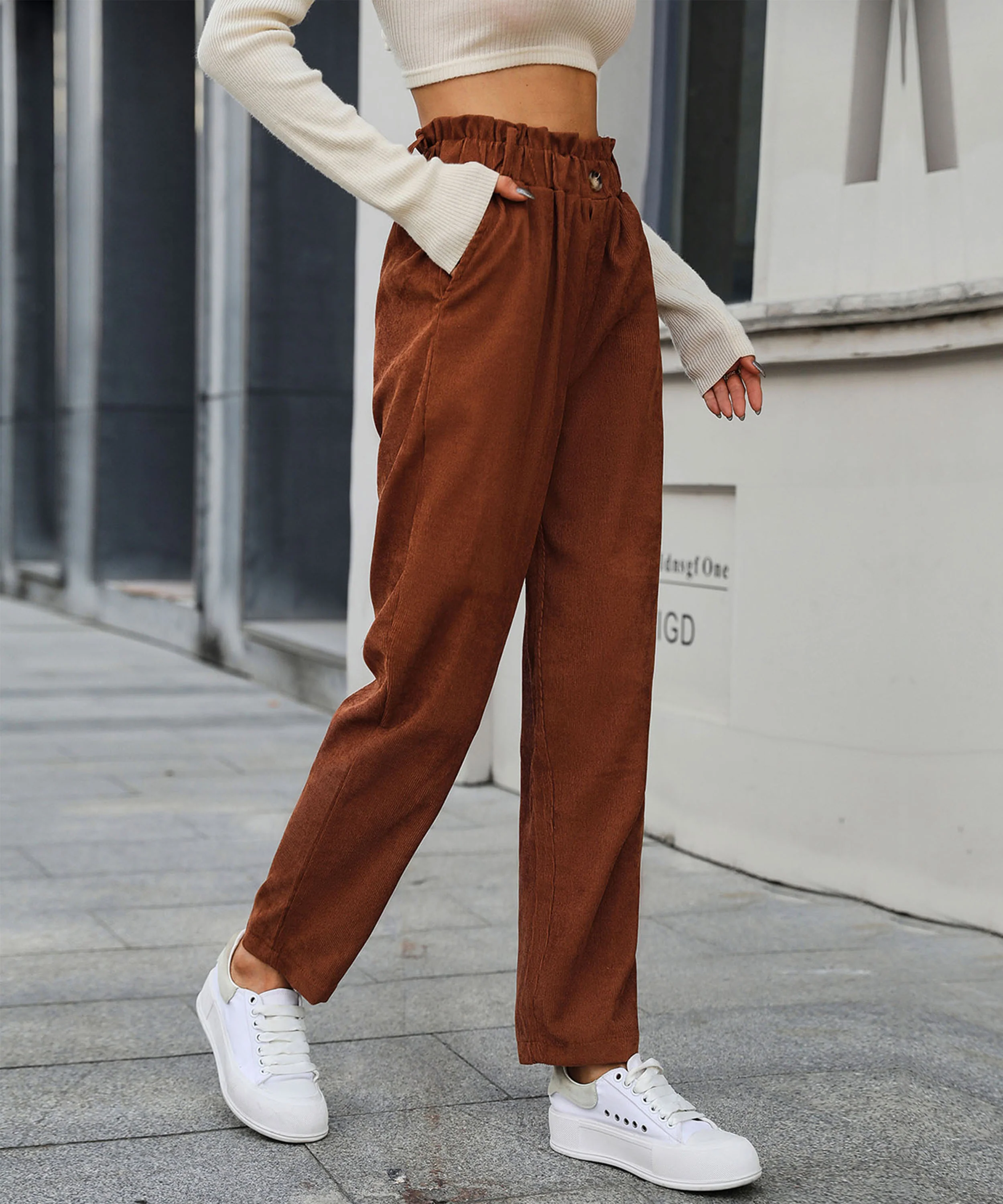 CHILL OUT DAYS POCKETED CORDUROY PANTS - CARAMEL - Image 7