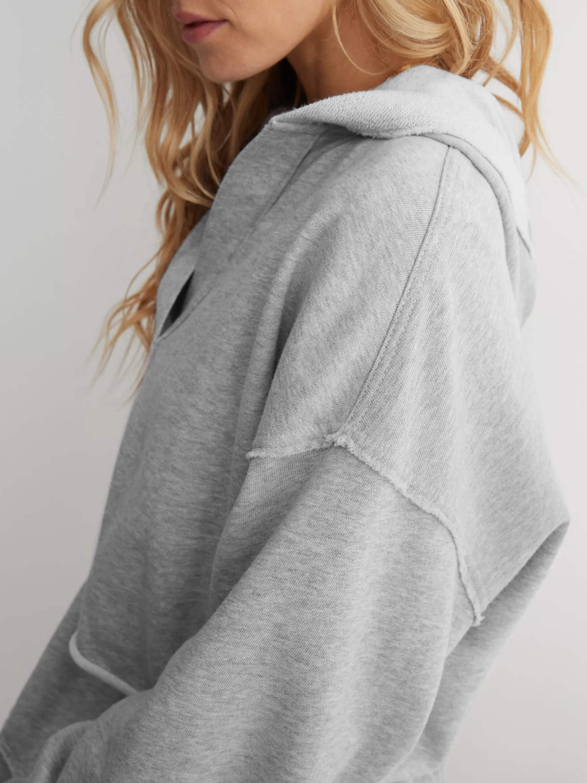 Chill Vibes Crop Hoodie Sweater - Ash - Image 2