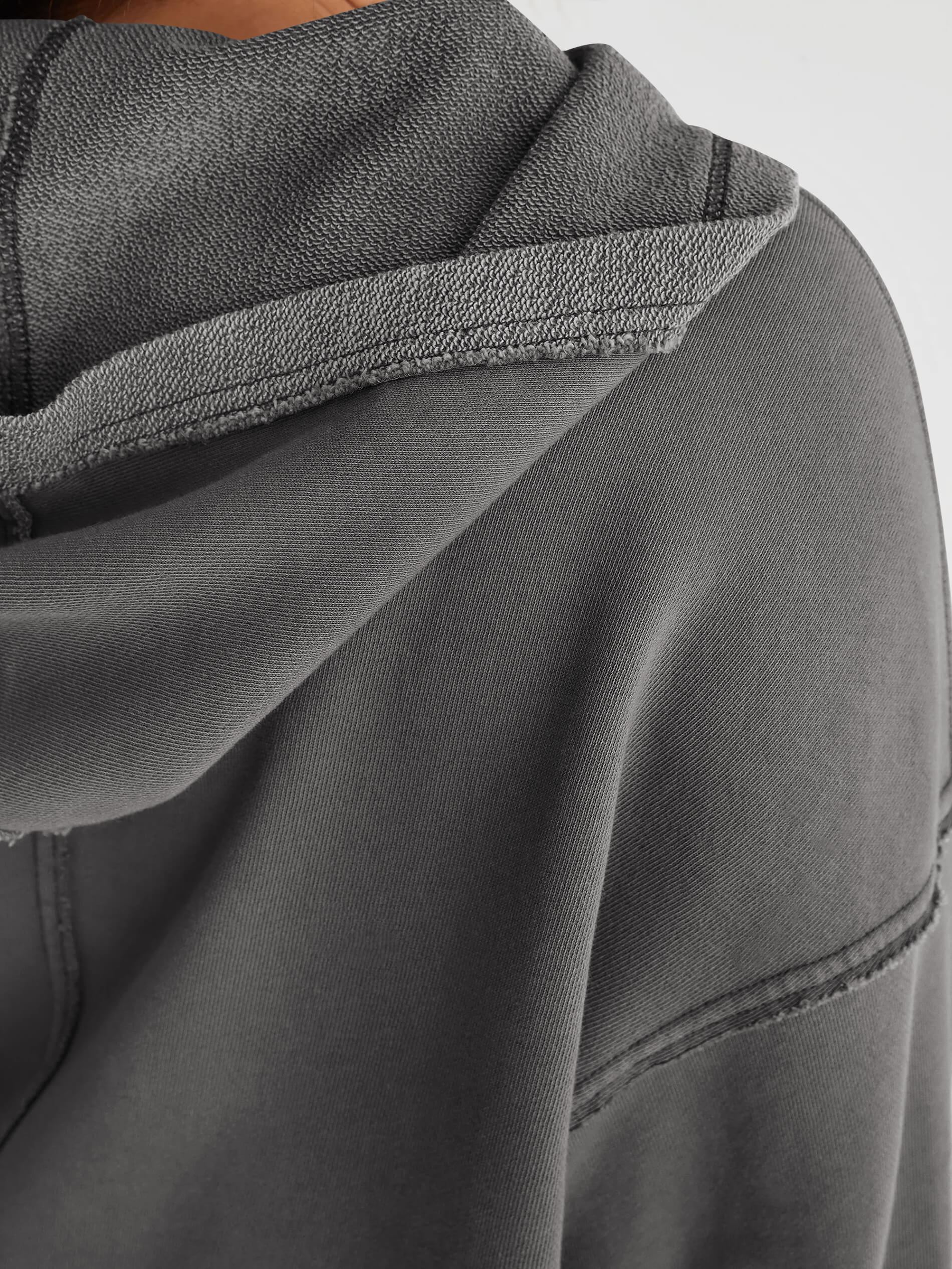 Chill Vibes Crop Hoodie Sweater - Grey - Image 5