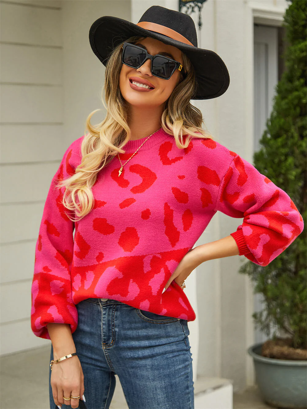 Chilly Days Textured Sweater - Fuchsia - Image 3