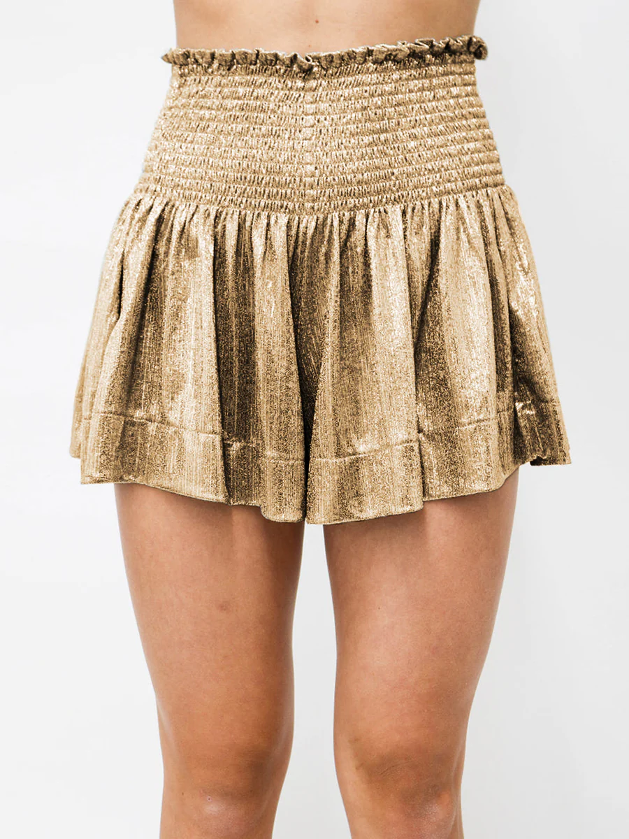 CHOOSE TO SPARKLE METALLIC SHORTS - GOLD - Image 4